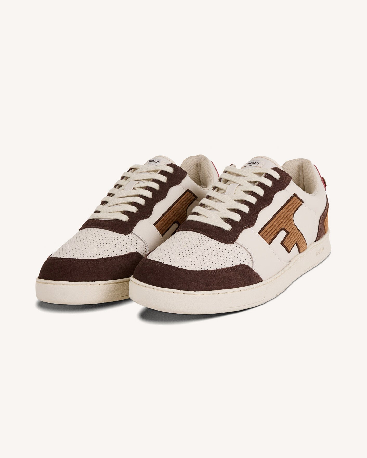 Baskets écrues & marron cuir & suède - HAZEL