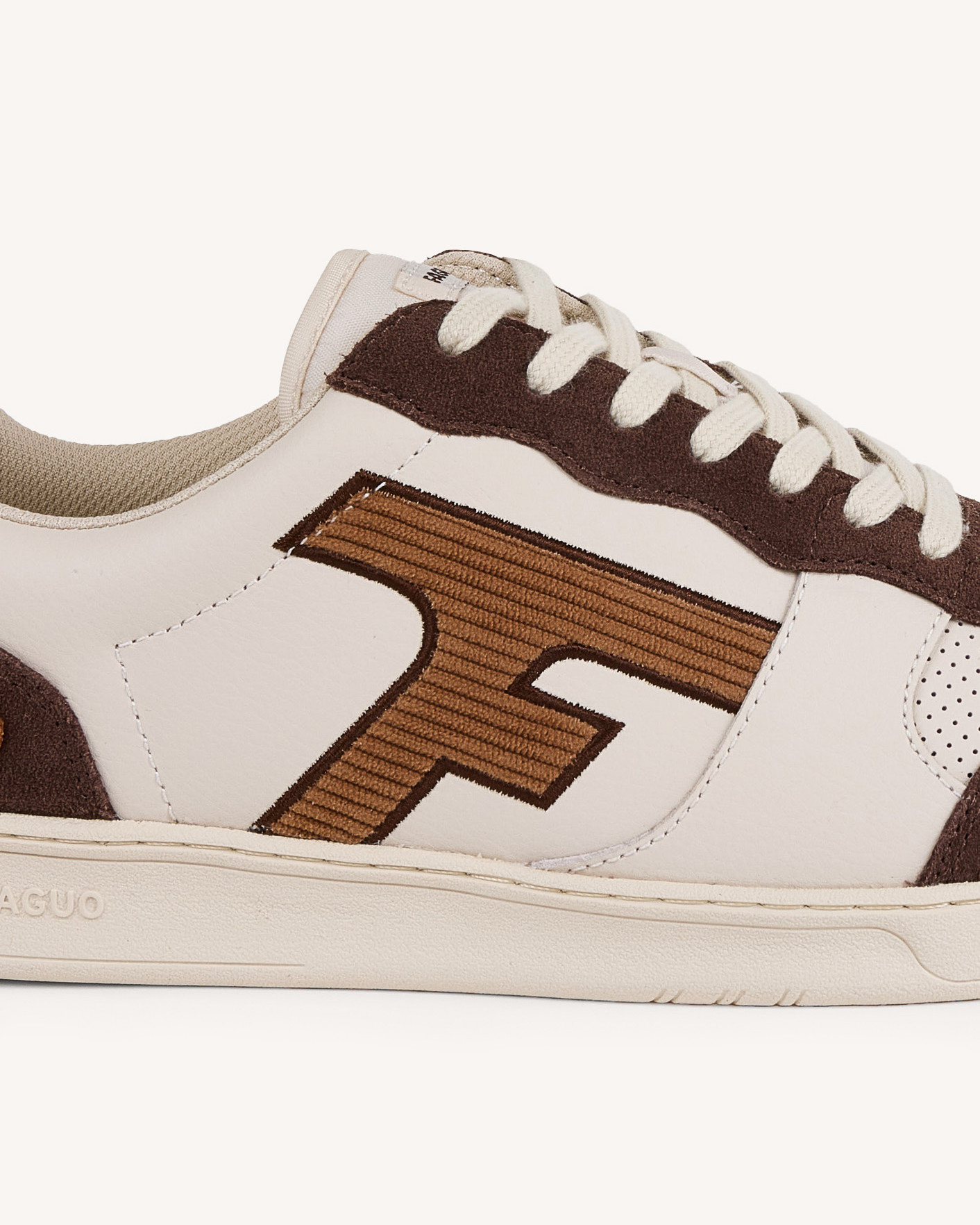 Baskets écrues & marron cuir & suède - HAZEL