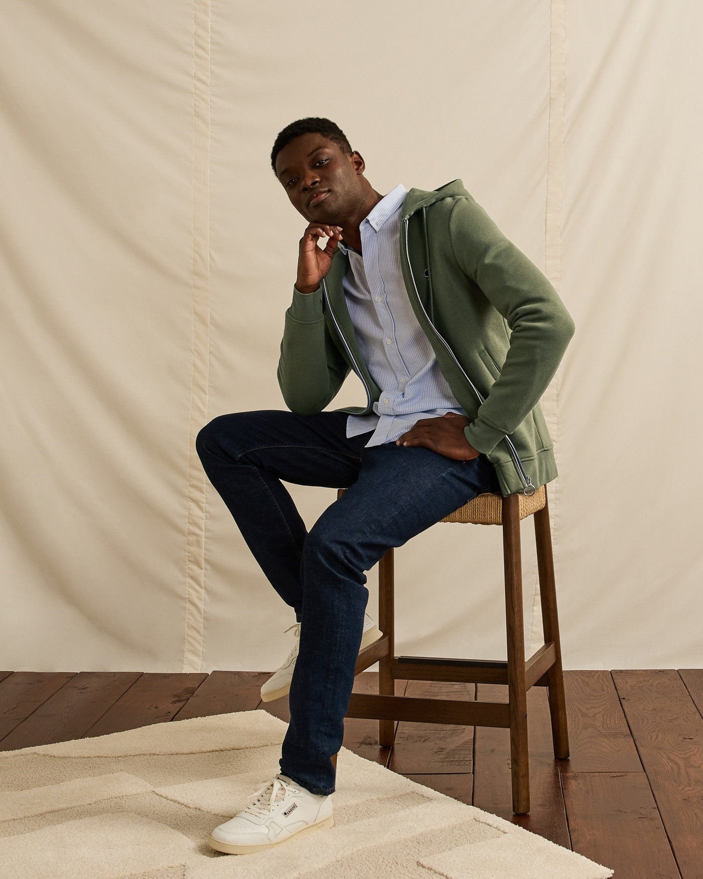 Sweat zippé kaki coton - MESNIL