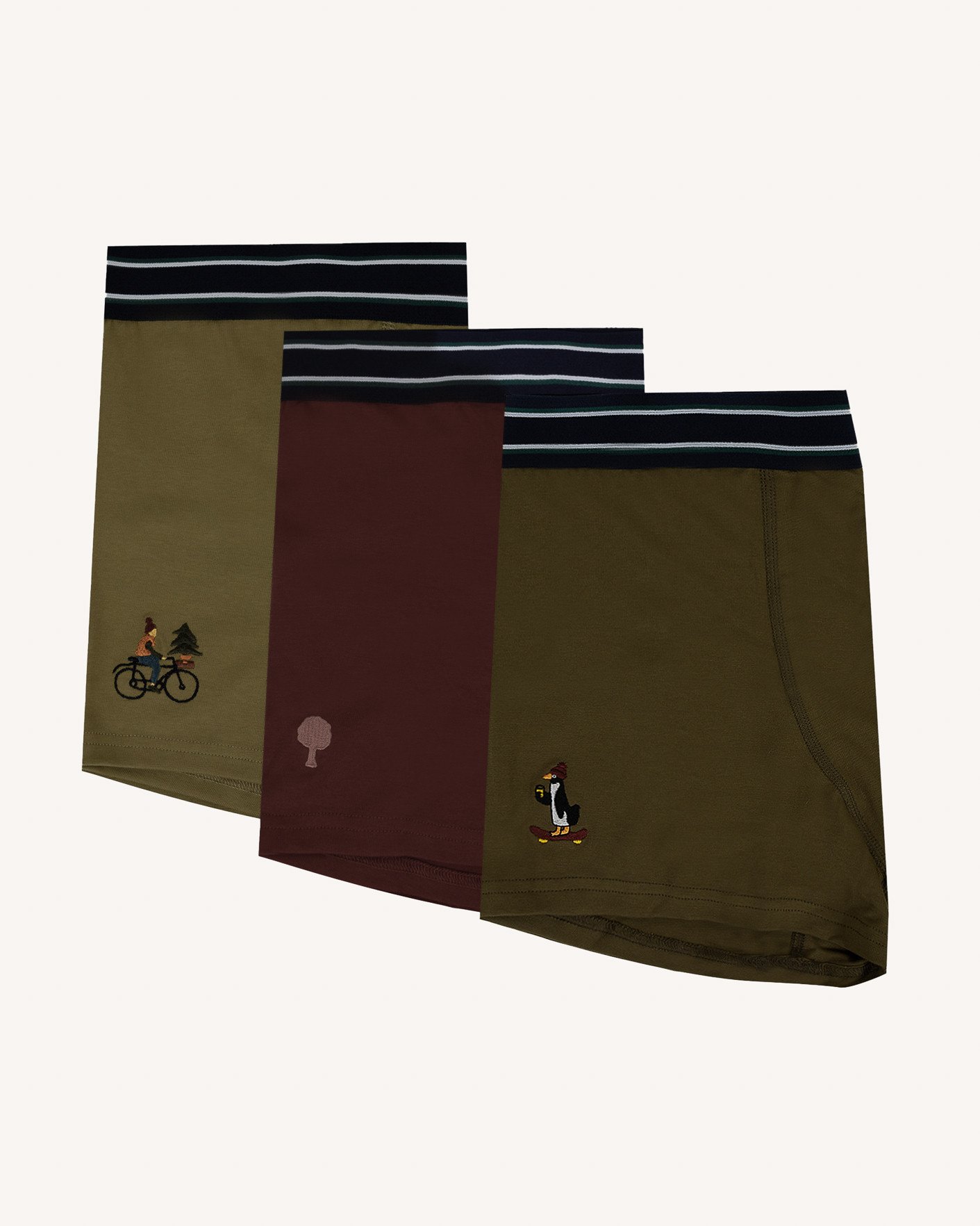 Lot de boxers x3 olive & kaki - BOXER