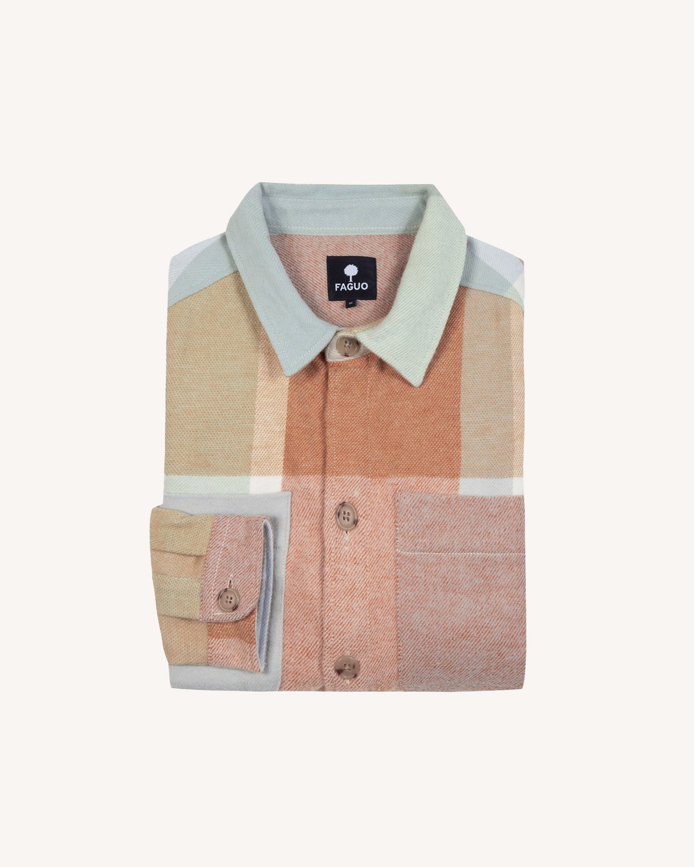 Surchemise écrue & bleu clair coton - CLEMONT