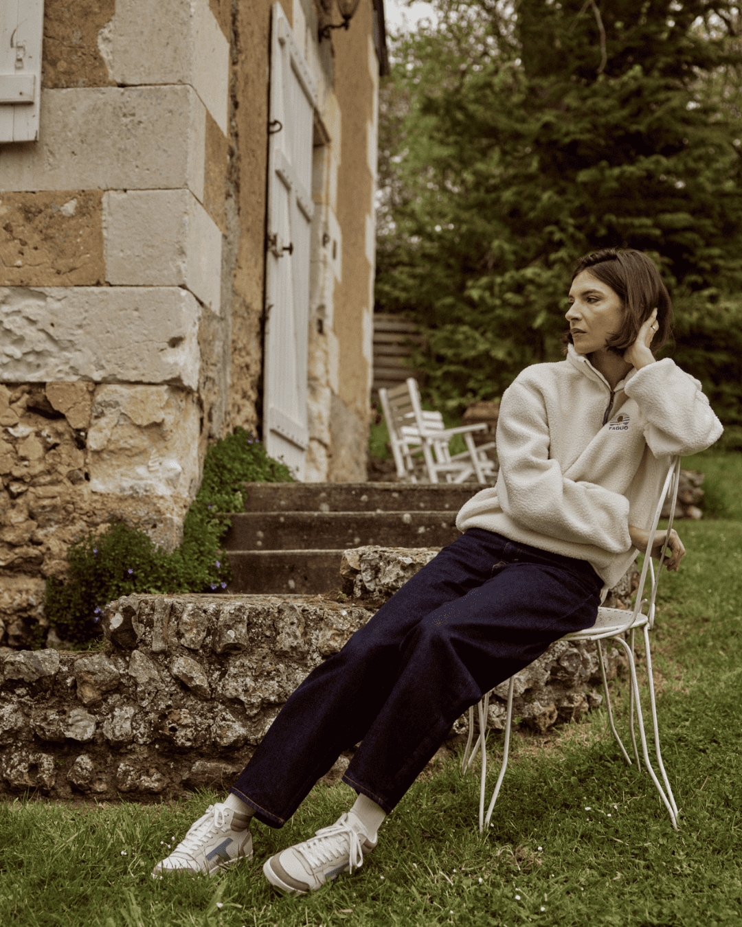 Baskets montantes blanches & marron clair cuir - HAZEL MID