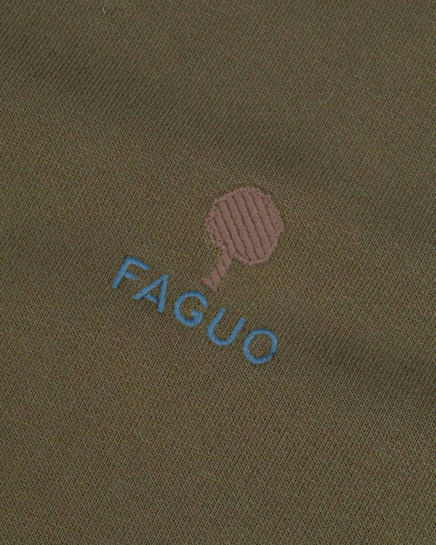 Sweat col rond vert olive foncé coton - FANGO