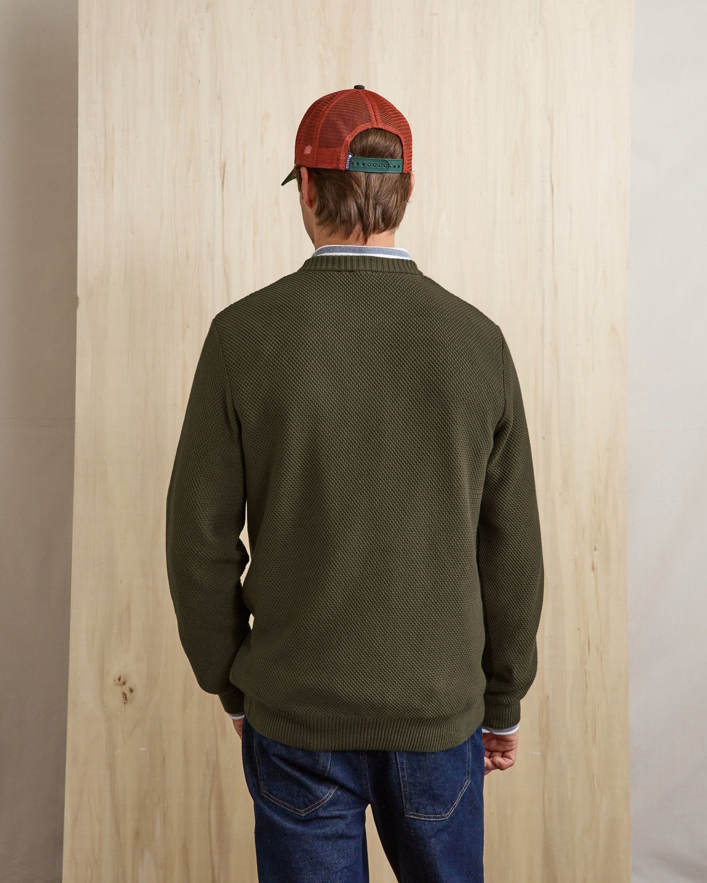 Pull en coton vert olive foncé - OPALE