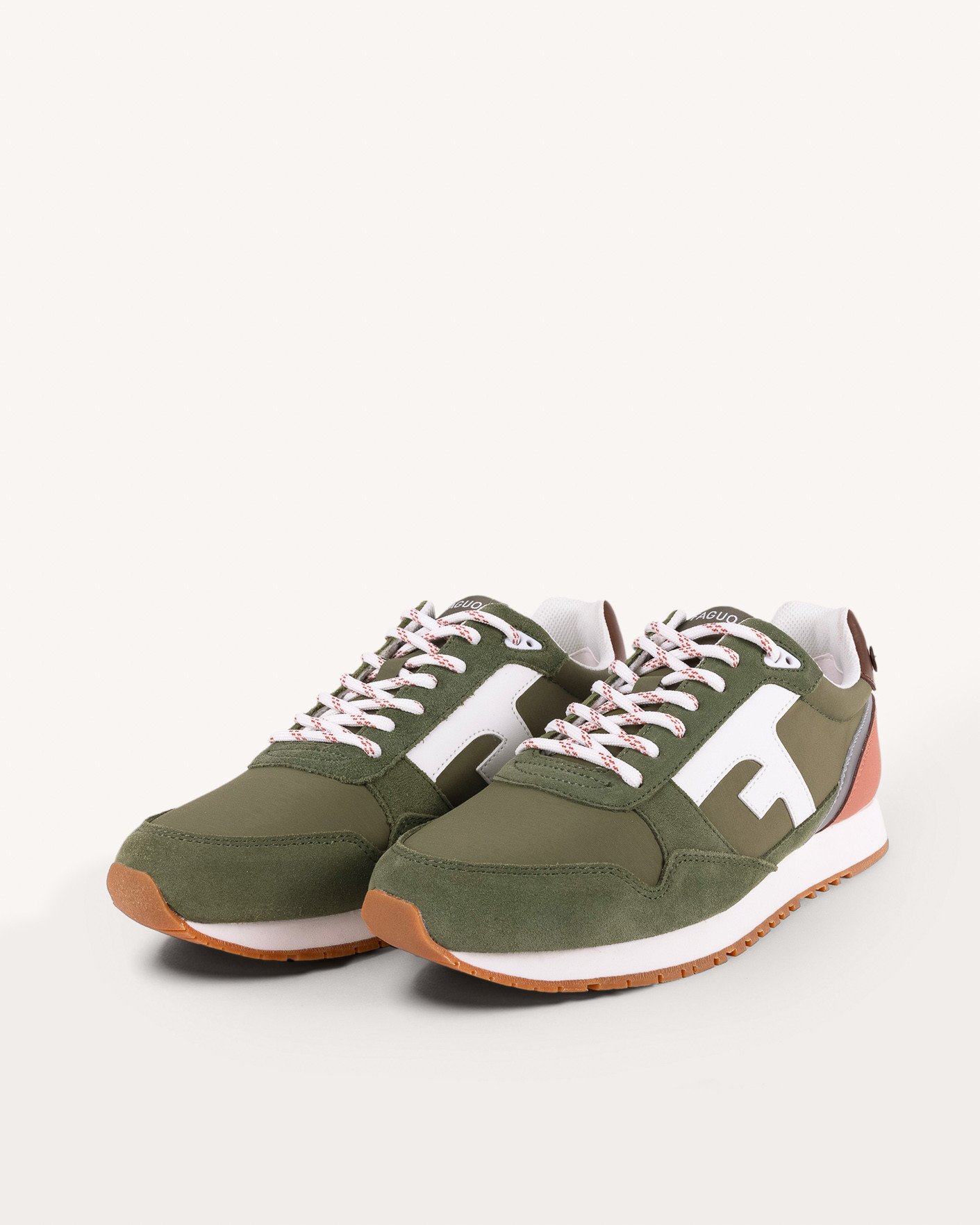 Baskets kaki & terracotta cuir - ELM