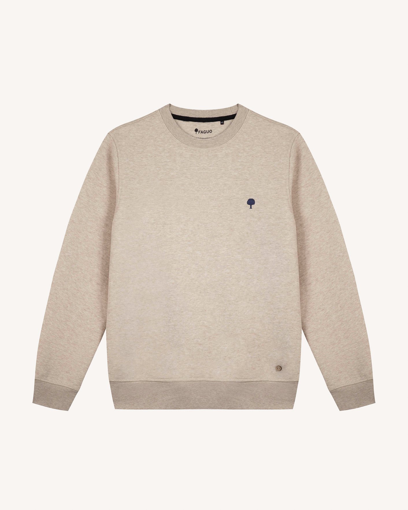 Sweat col rond beige chiné coton - DONZY