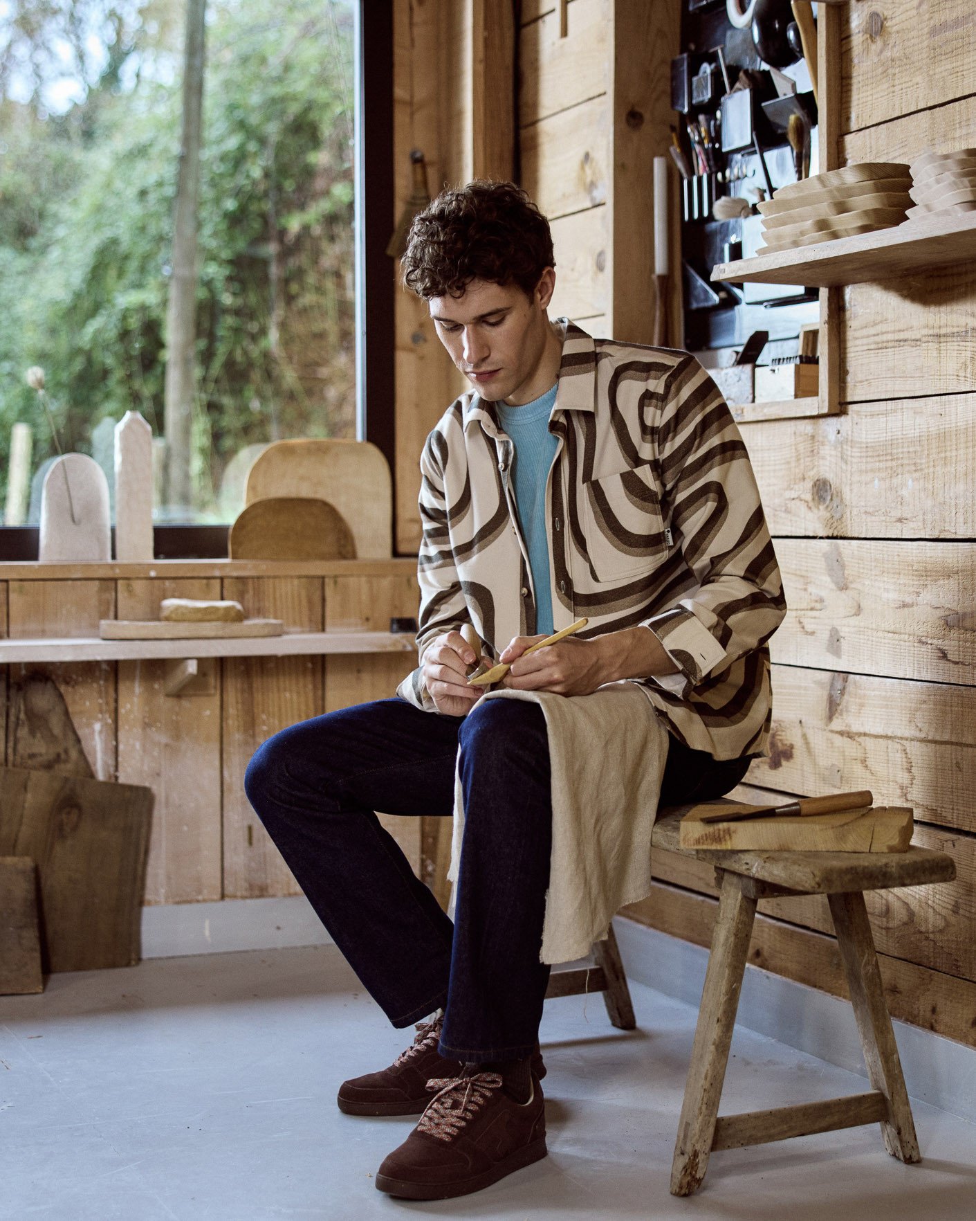 Baskets beige foncé cuir & suède - HAZEL