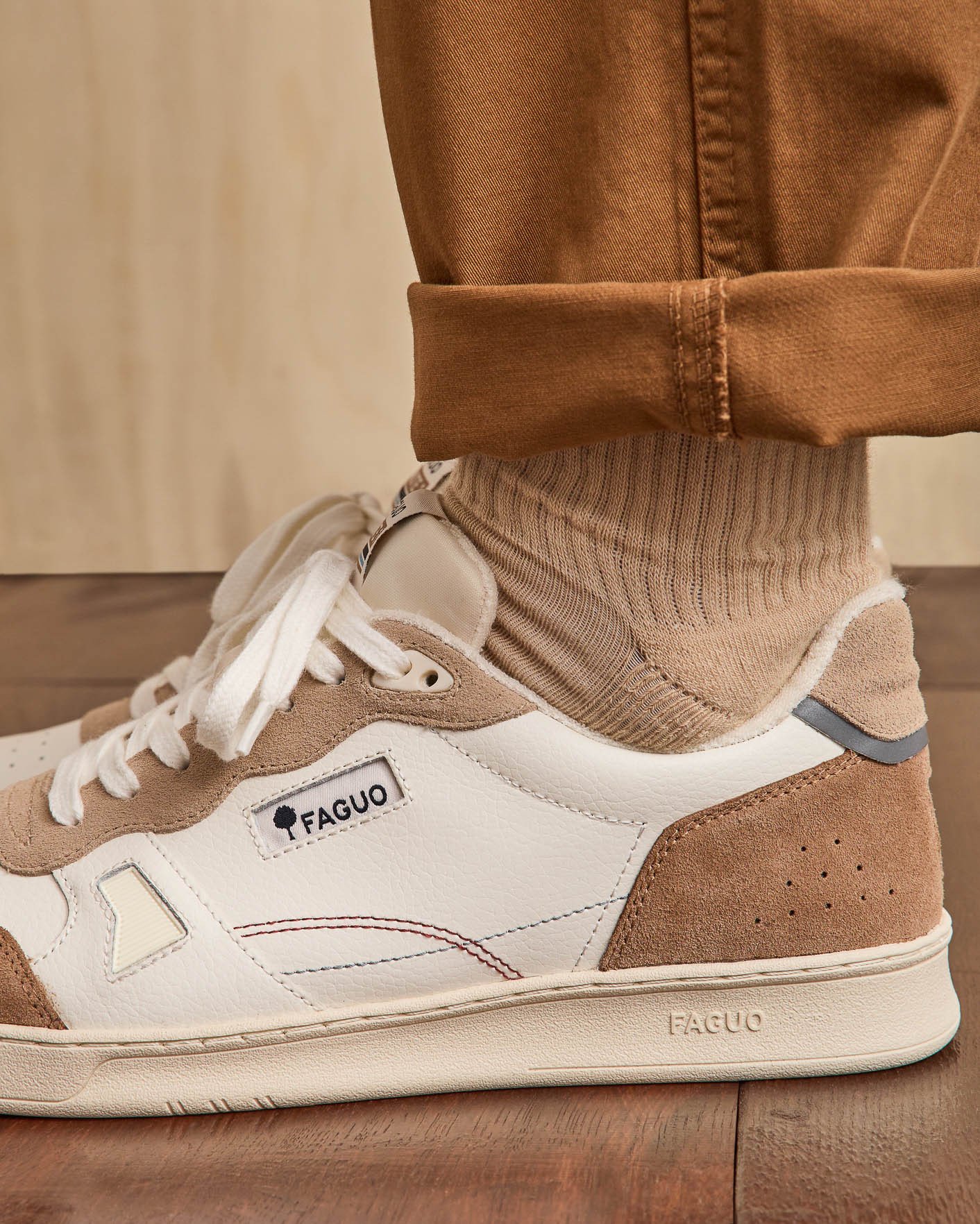 Baskets crème & beige clair cuir & suède - COMMUTE 1