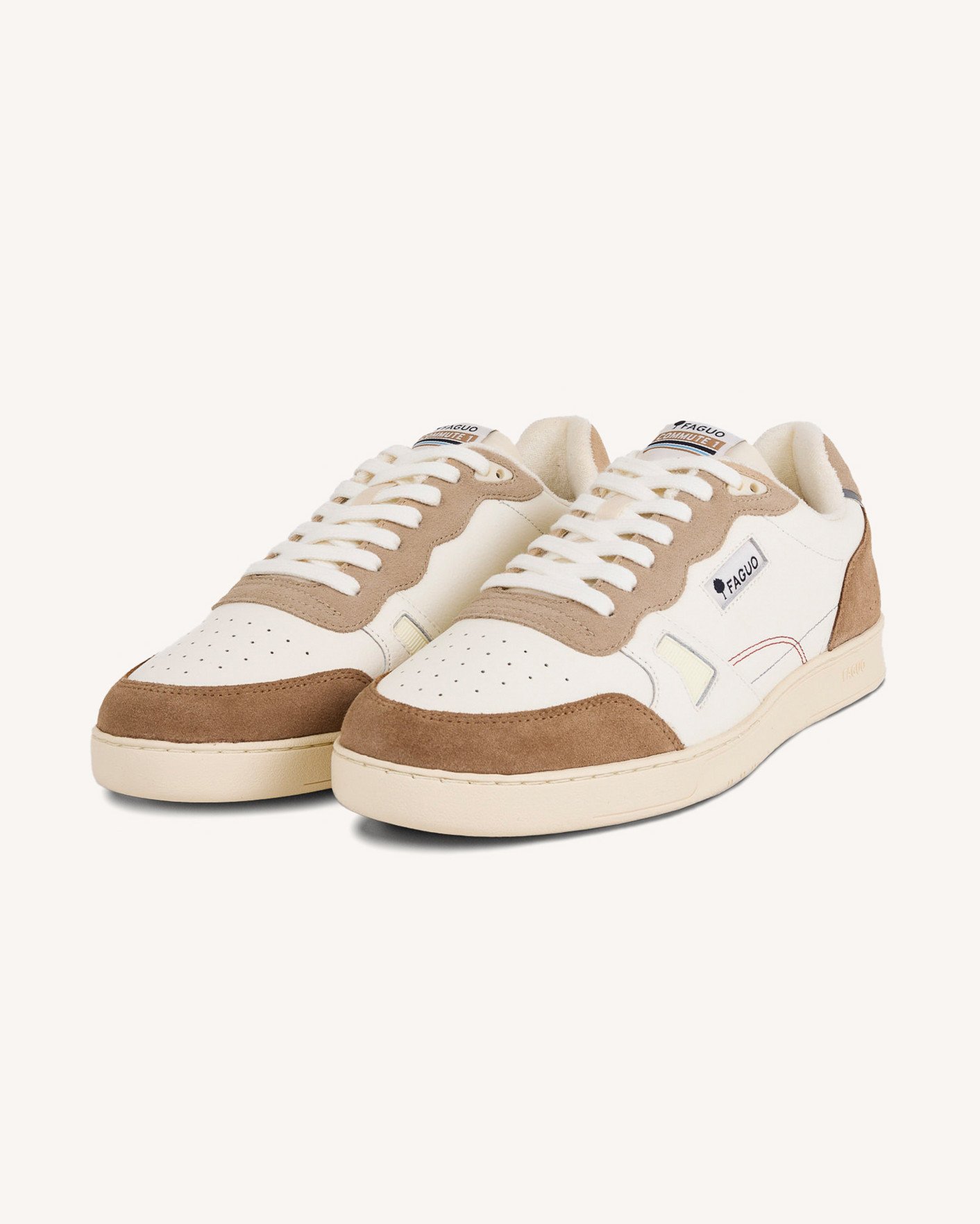 Baskets crème & beige clair cuir & suède - COMMUTE 1