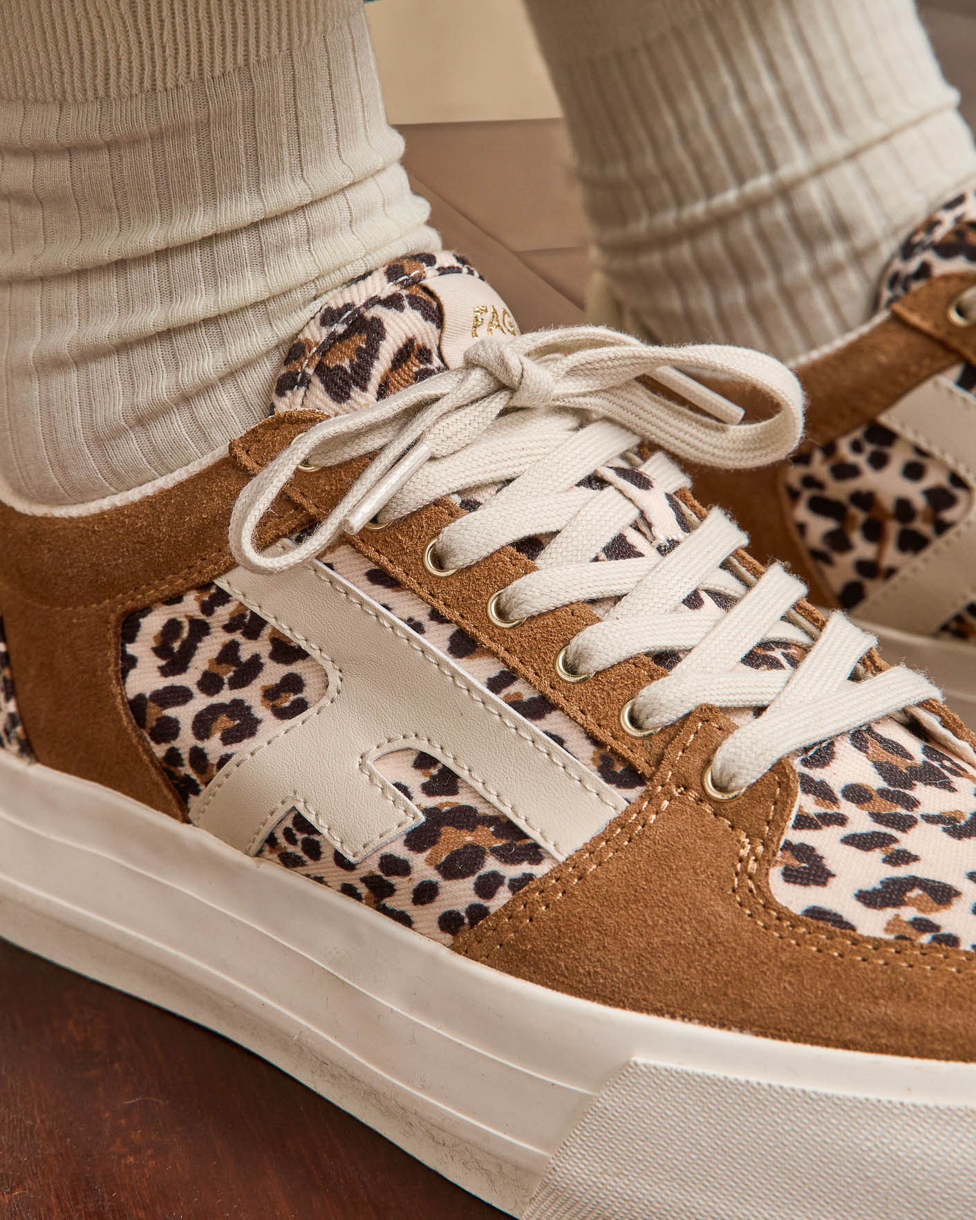 Baskets écru & léopard suède - WALNUT PLATFORM
