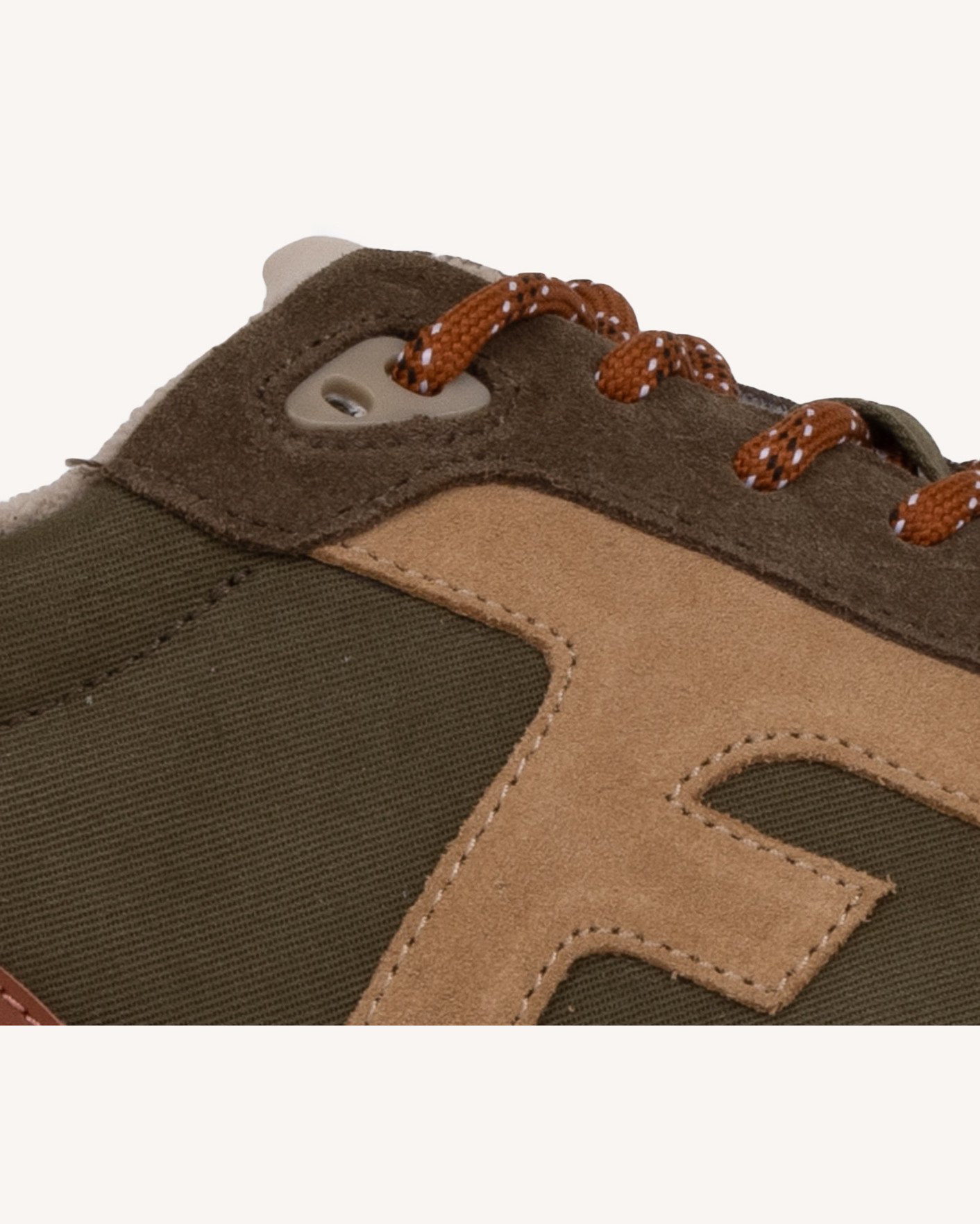 Baskets kaki & beige cuir - ELM