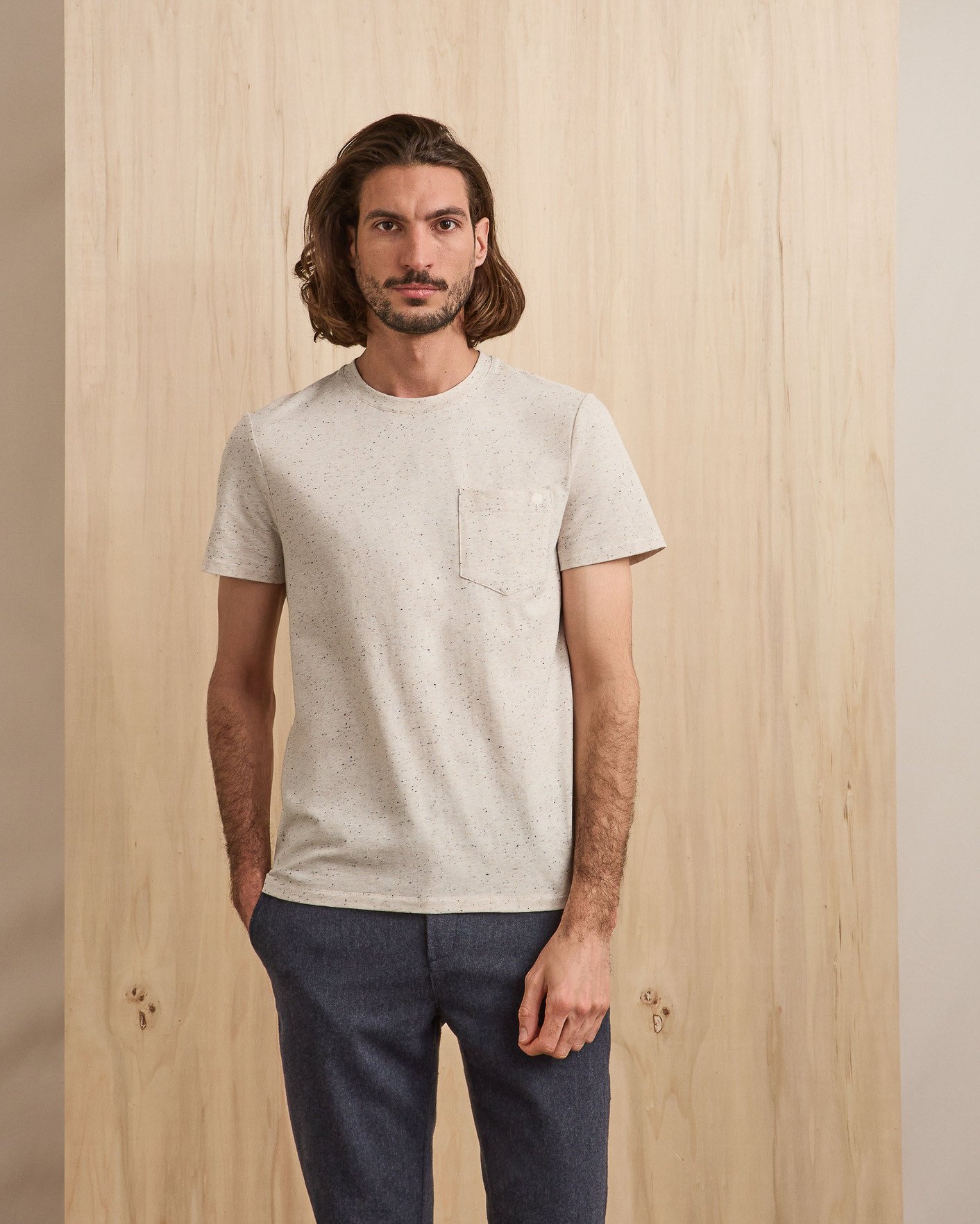 T-shirt écru & bleu marine coton - OLONNE