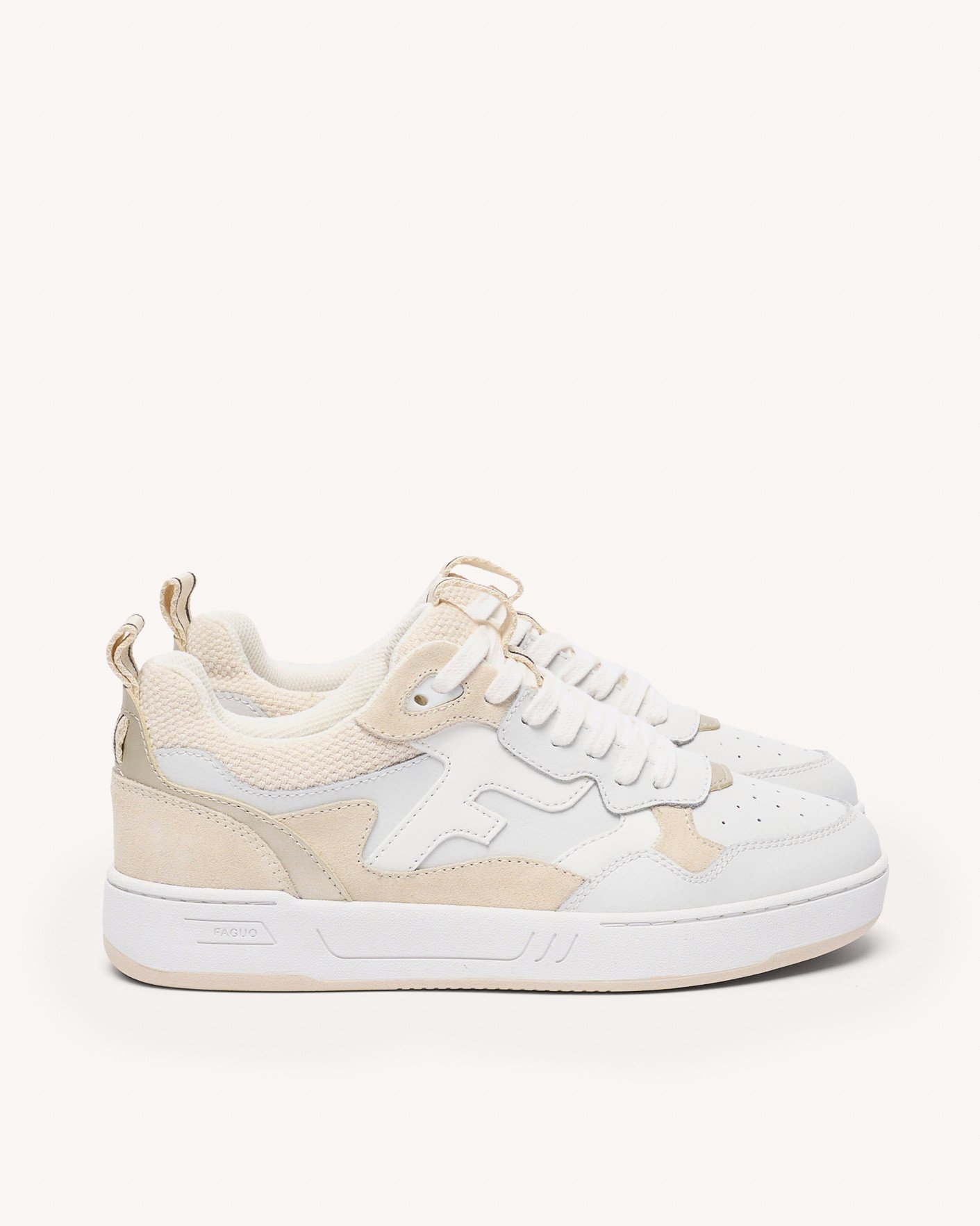 Baskets blanches et beiges cuir - DAHLIA
