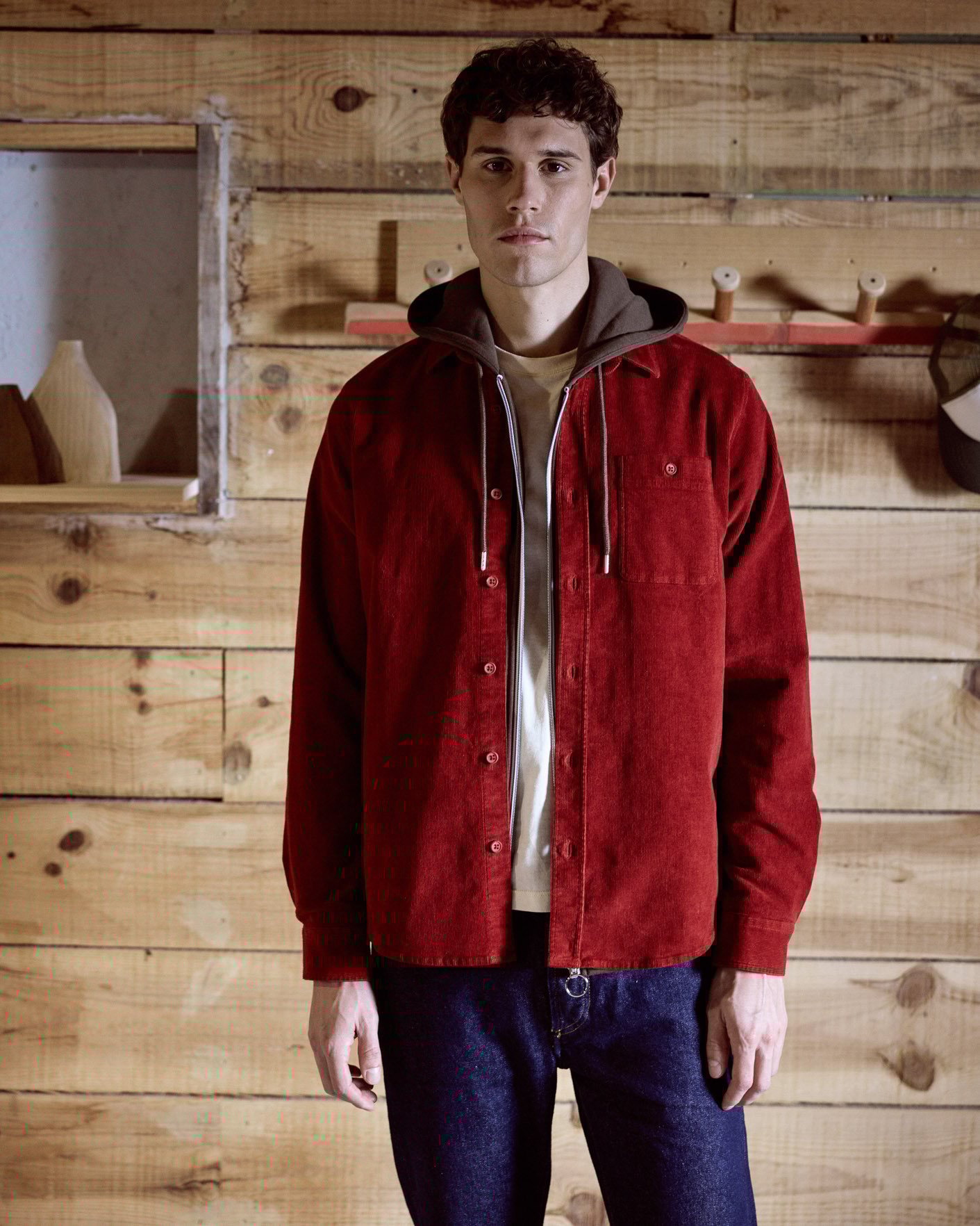 Chemise en velours rouge foncé - ONCA