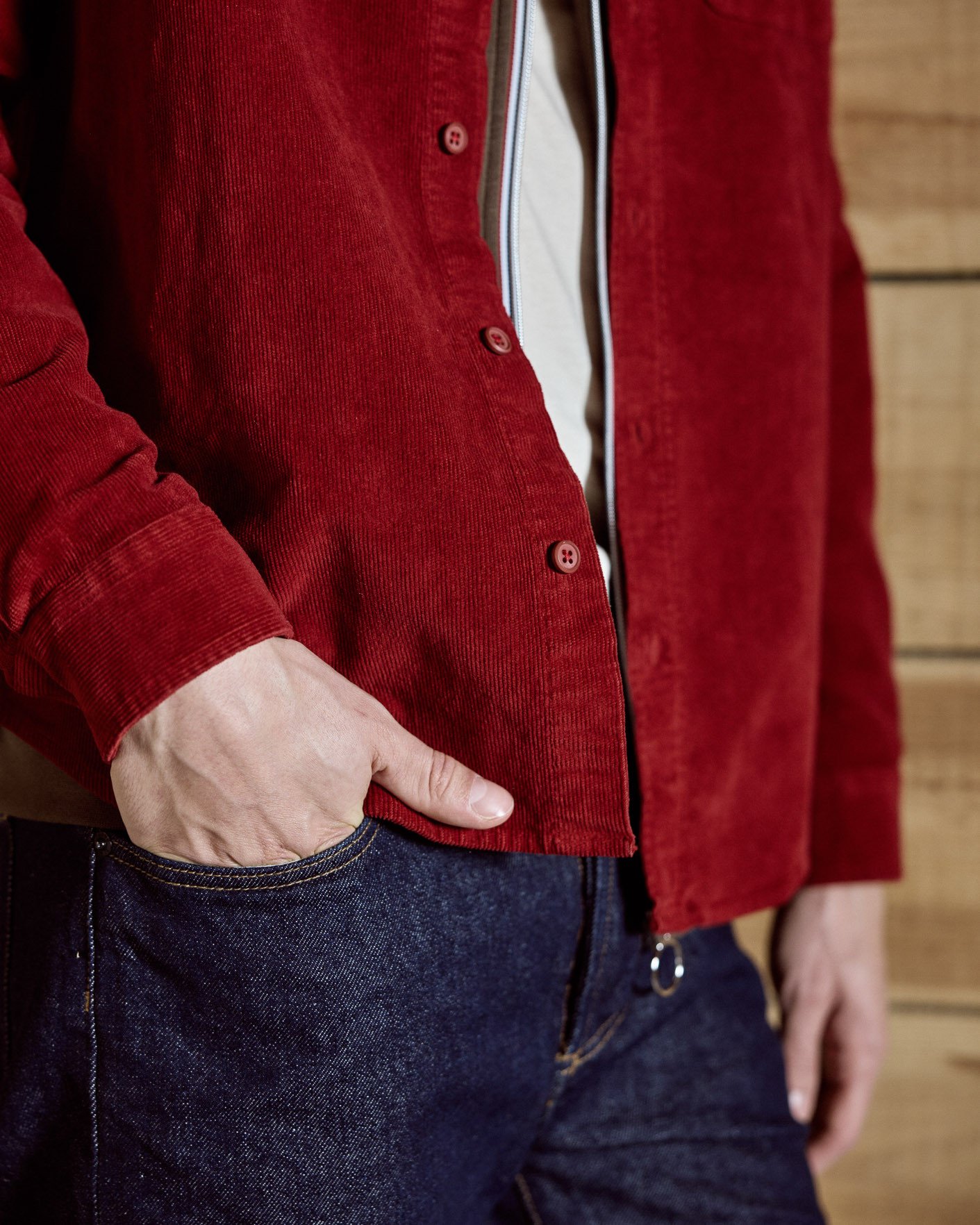 Chemise en velours rouge foncé - ONCA