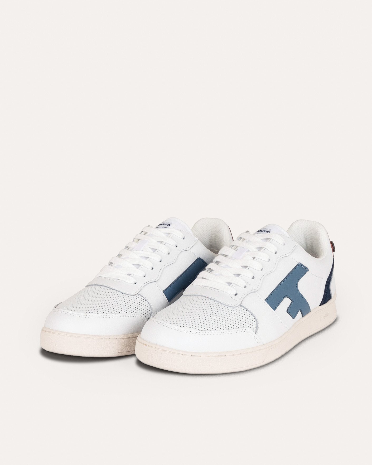Baskets blanches & bleu grisé cuir - HAZEL
