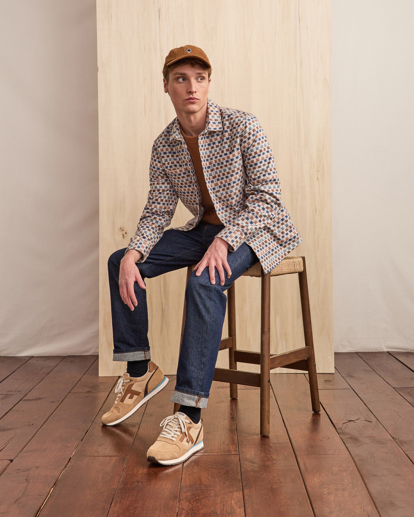 Surchemise beige & camel coton - CLEMONT