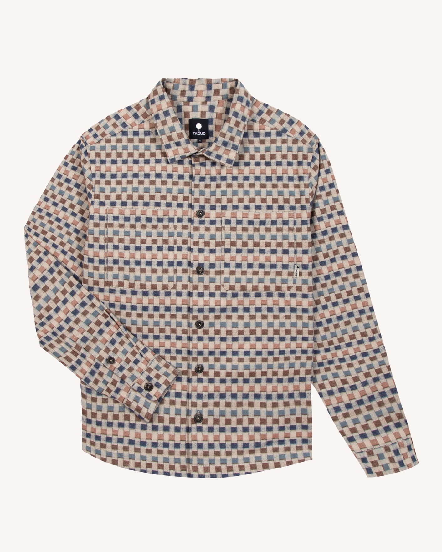 Surchemise beige & camel coton - CLEMONT