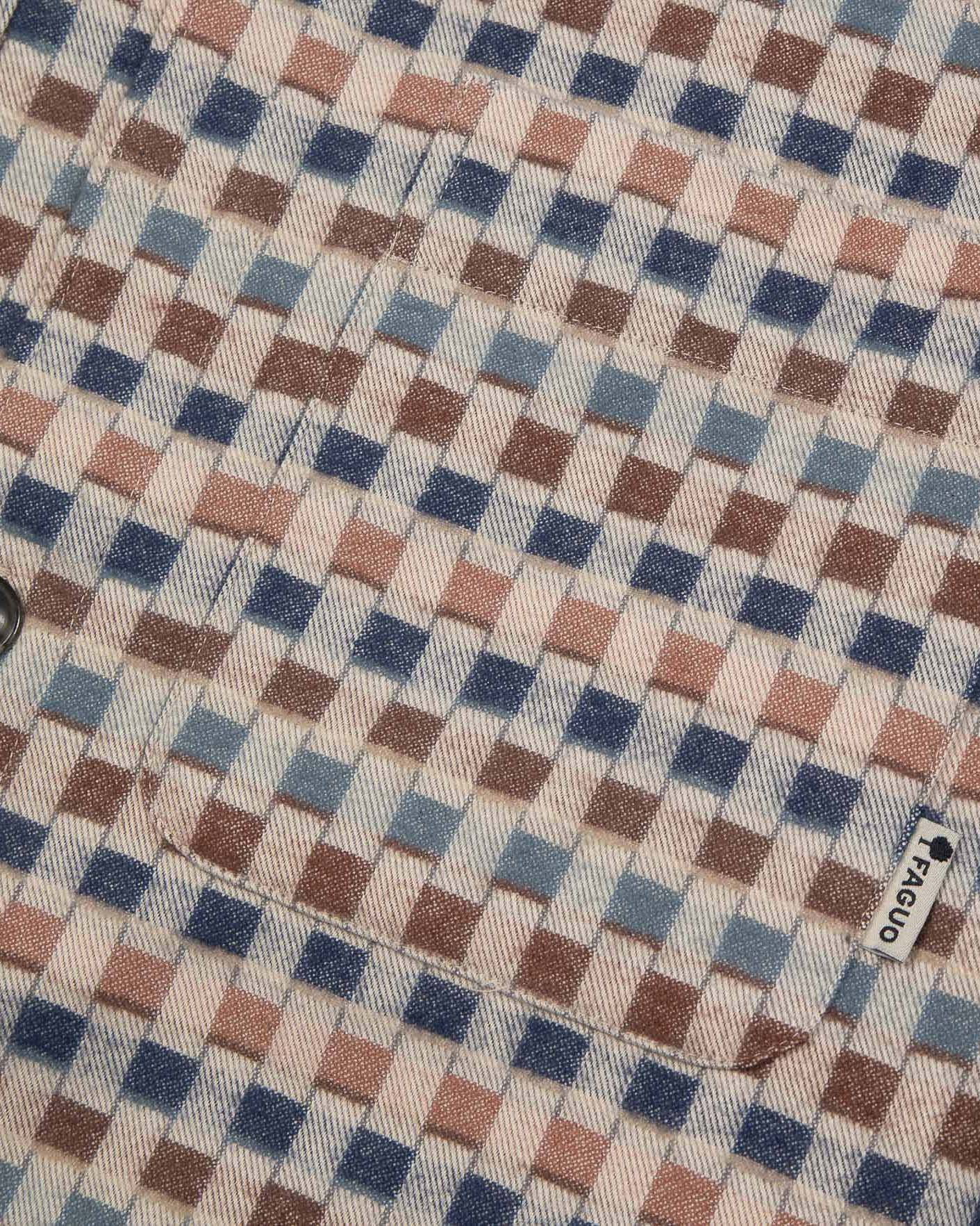 Surchemise beige & camel coton - CLEMONT