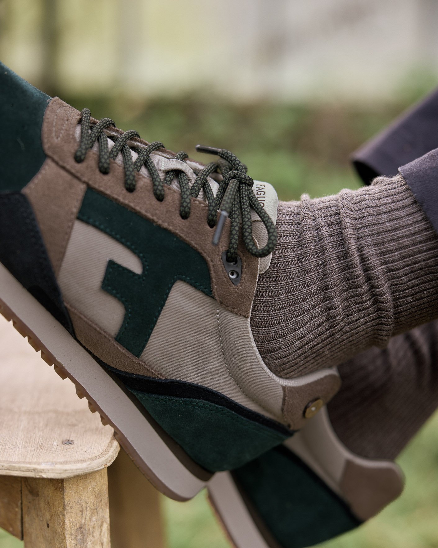 Baskets vert foncé & taupe - ELM