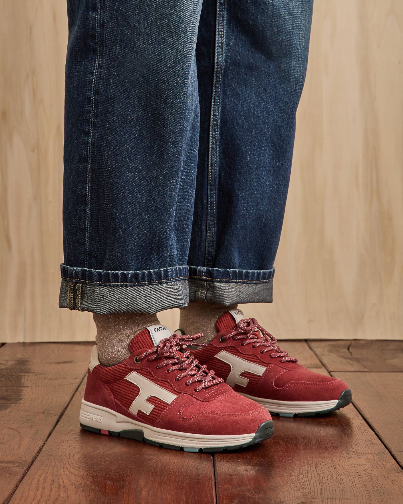 Baskets en velours bordeaux - OLIVE