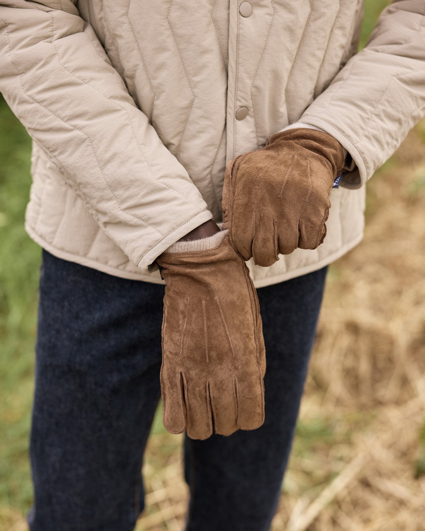Gants en cuir doublé laine camel - GLOVES