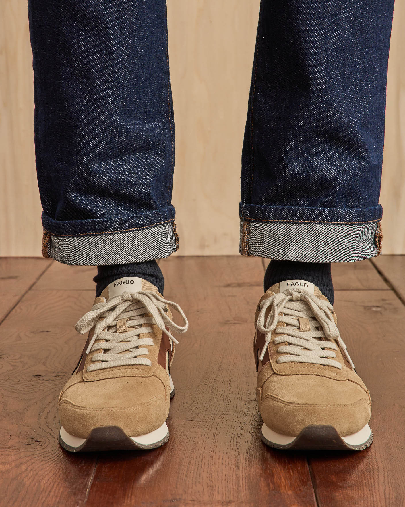 Baskets camel cuir & suède - ELM