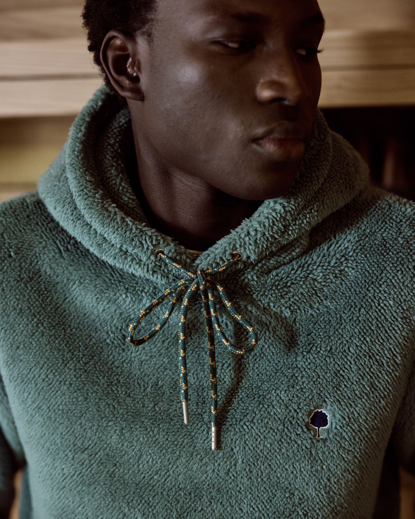 Sweat à capuche vert clair sherpa - DIRAC