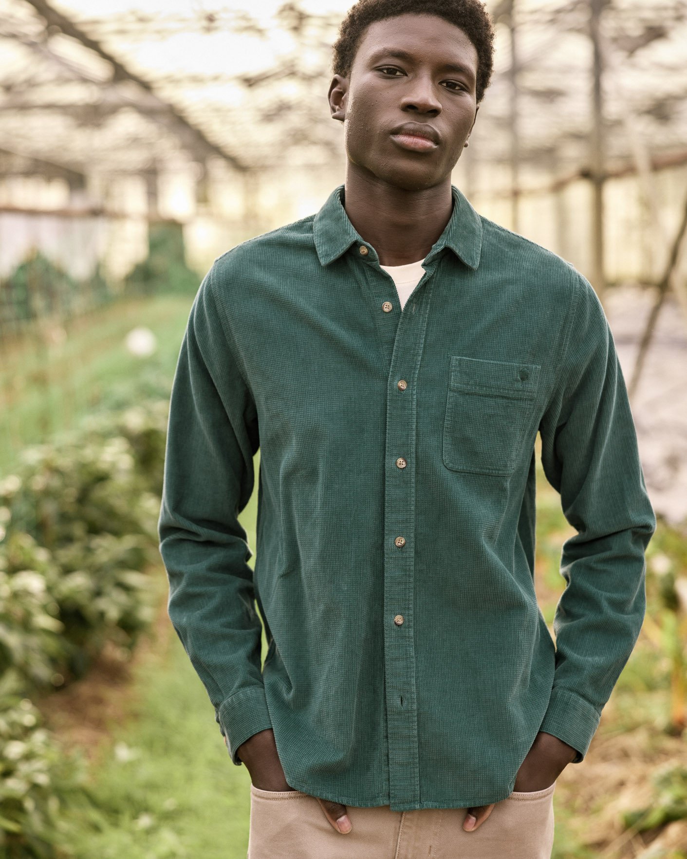 Surchemise velours vert grisé - SIGNY