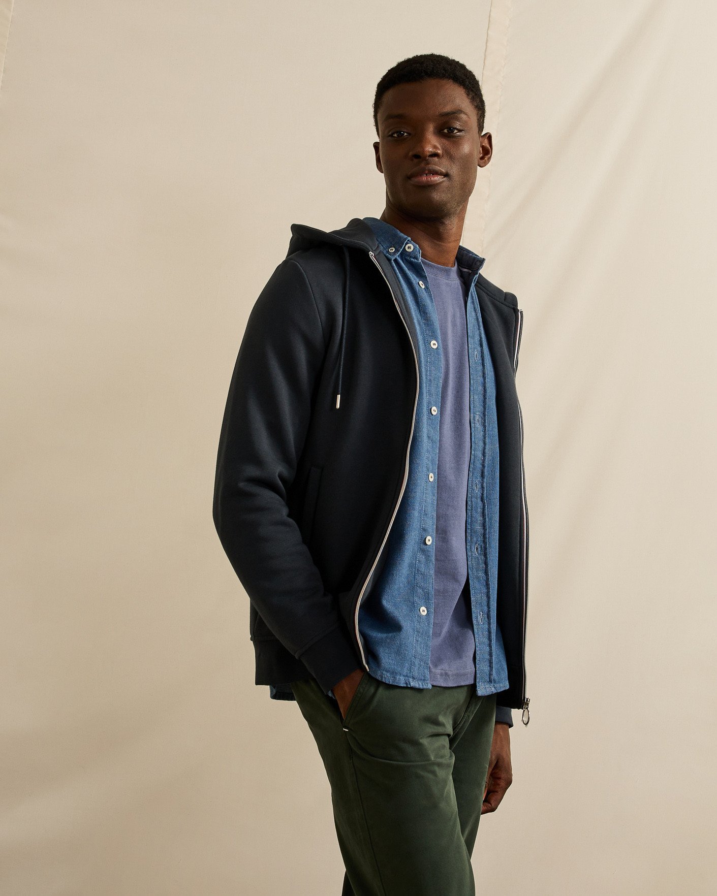 Sweat zippé bleu marine coton - MESNIL