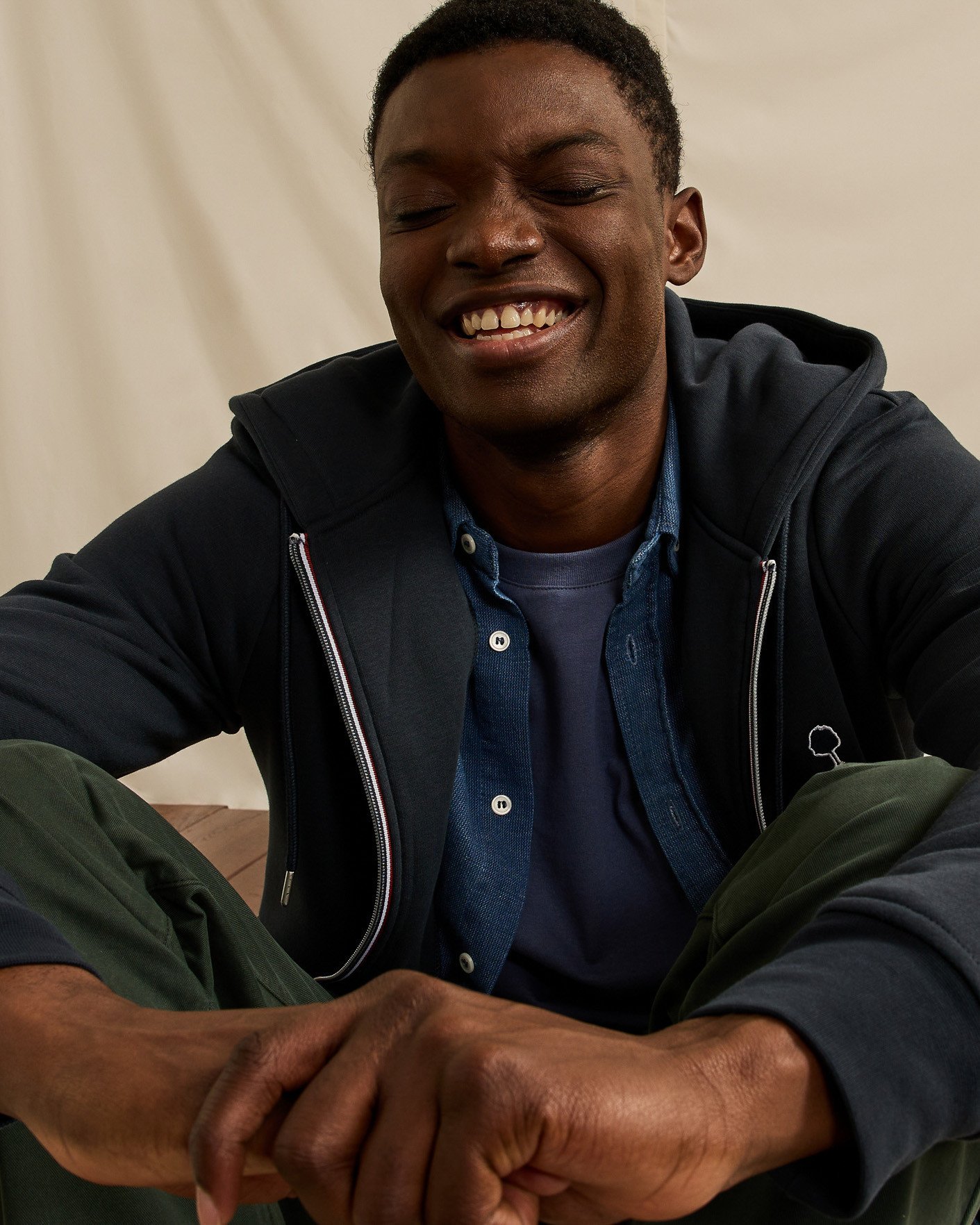 Sweat zippé bleu marine coton - MESNIL