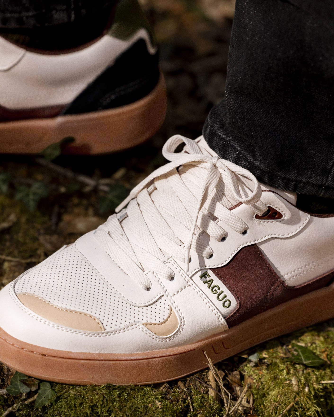 Baskets écrues & marron cuir - CEIBA