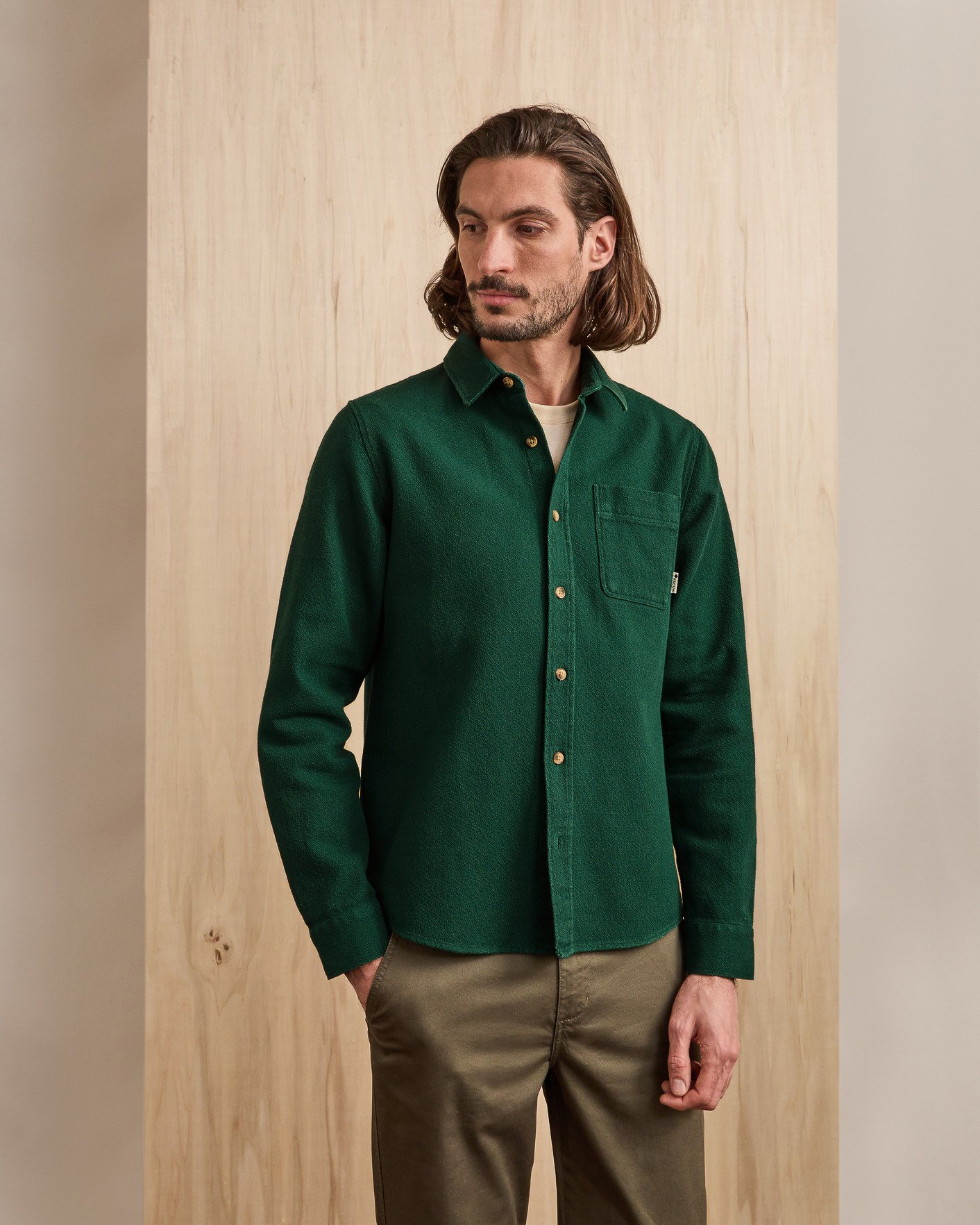 Surchemise vert sapin coton - SIGNY