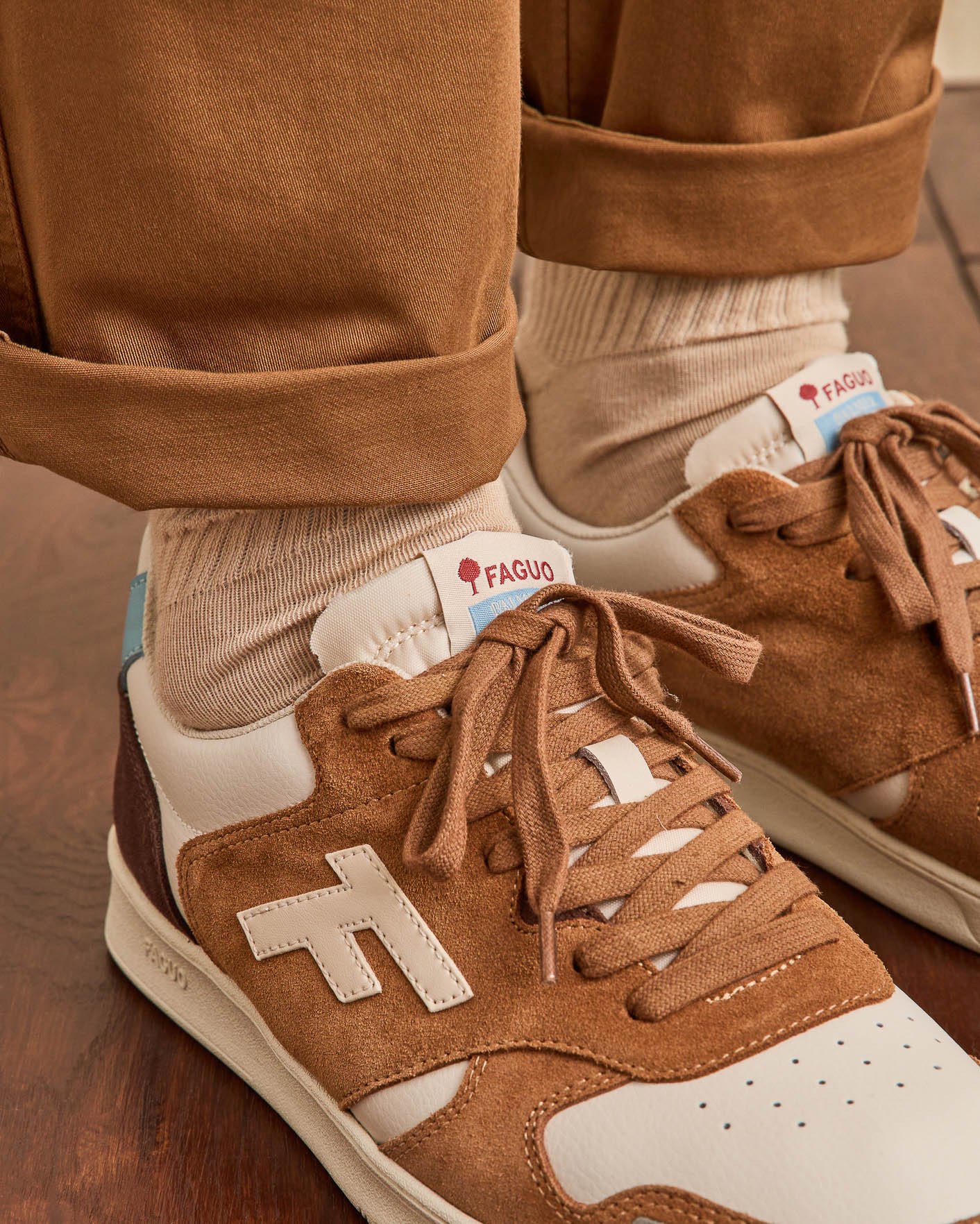 Baskets crème & beige clair cuir - PALMER