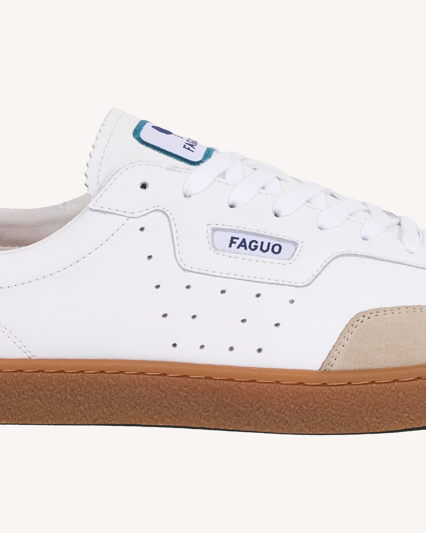 Baskets blanche & bleu foncé cuir & suède - LUMBO