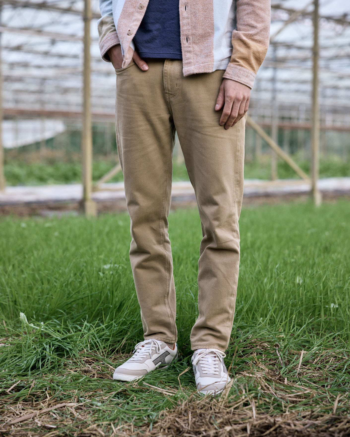 Jean fuselé beige coton - TAPERED