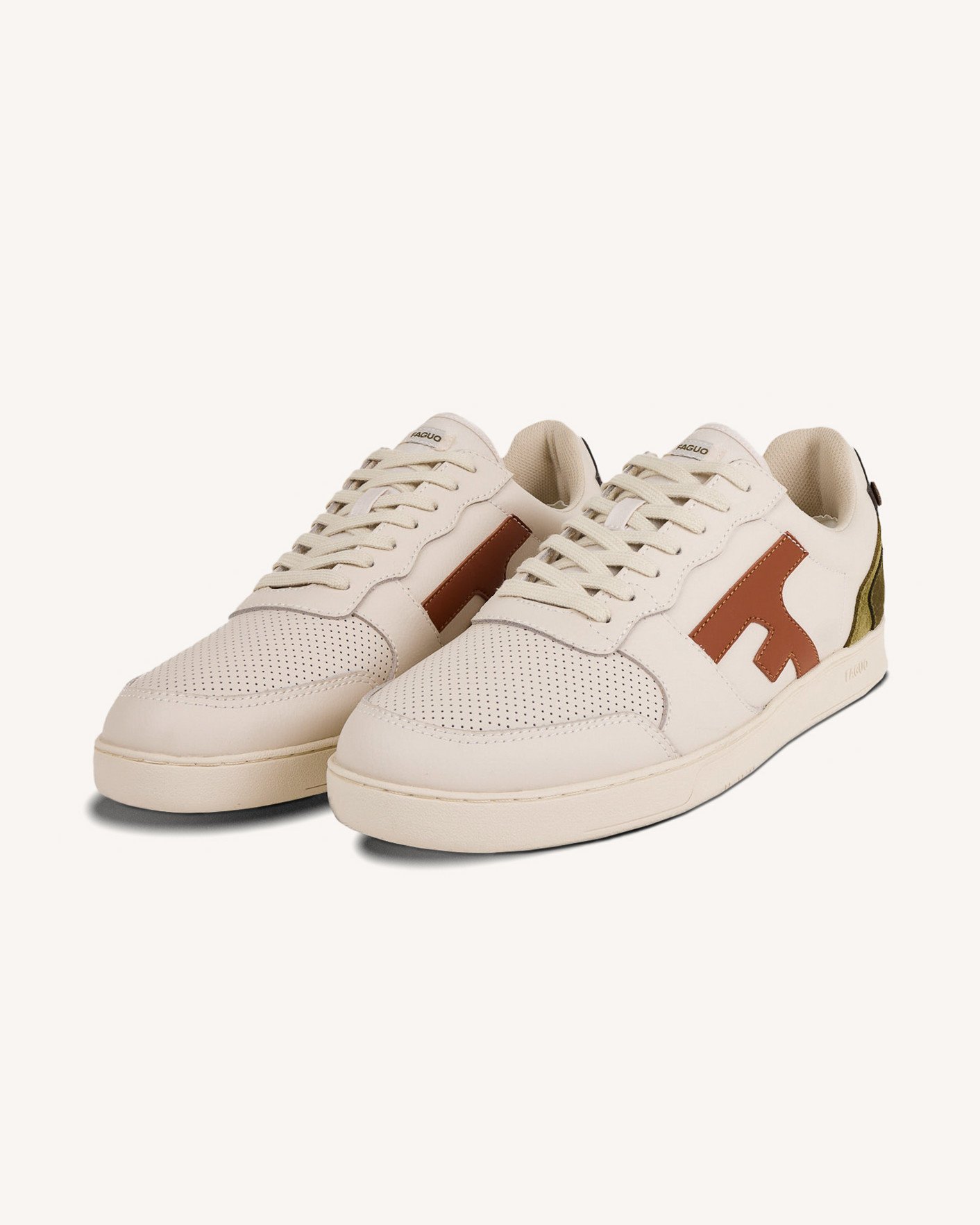 Baskets crème & rouille cuir & suède - HAZEL