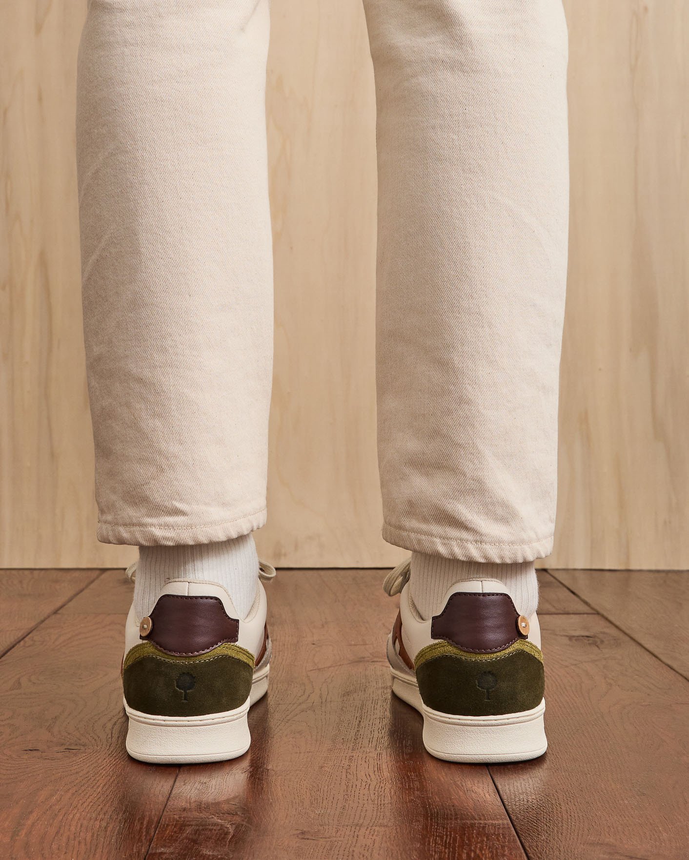 Baskets crème & rouille cuir & suède - HAZEL