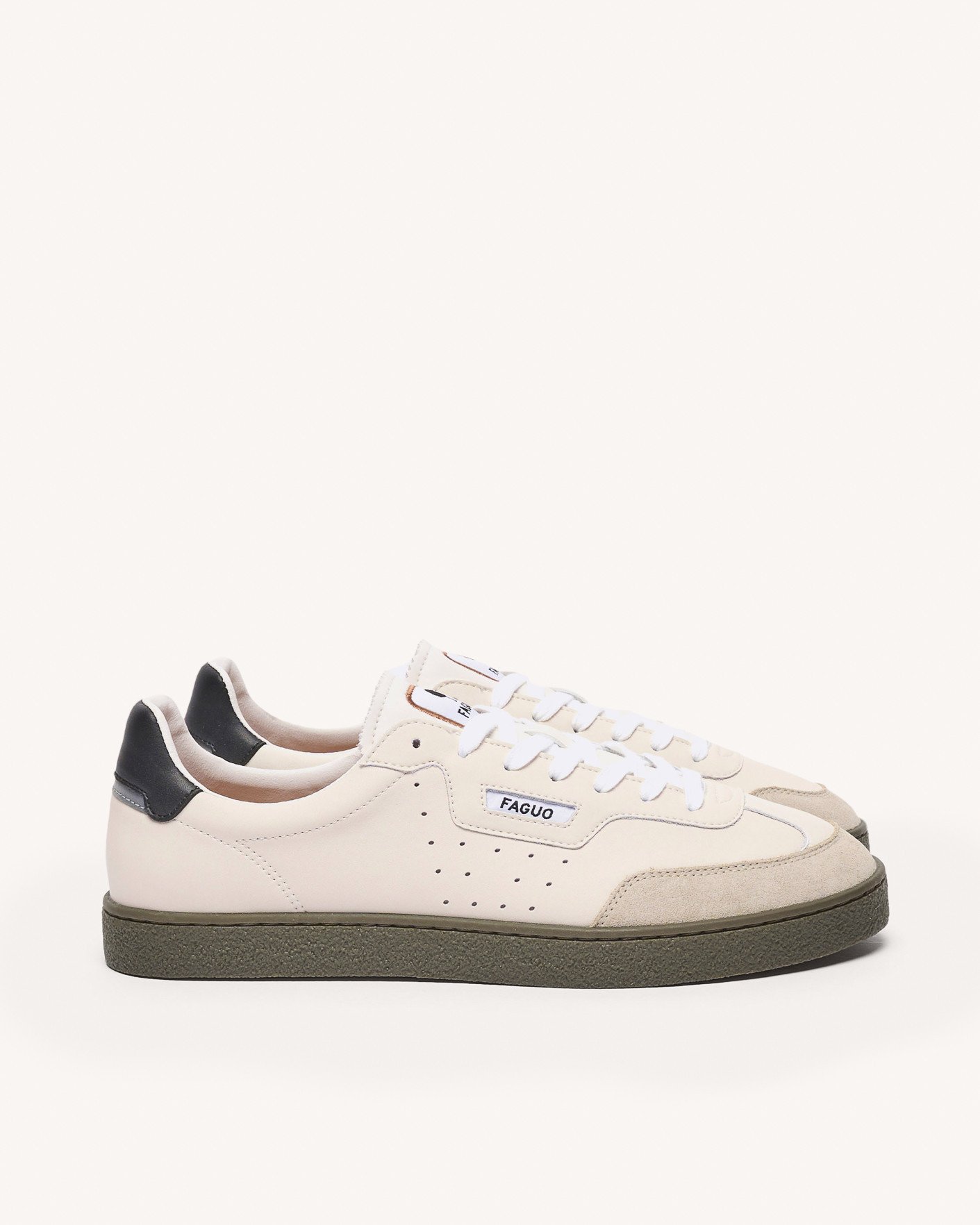 Baskets écrues & noires cuir - LUMBO