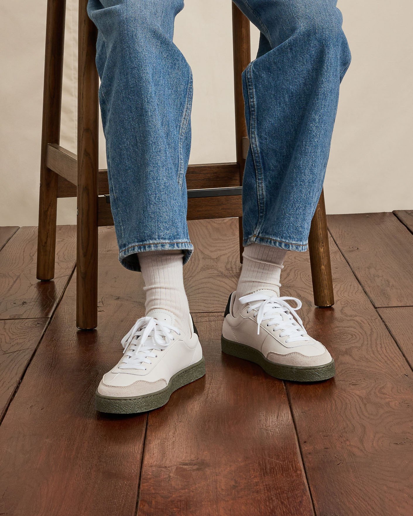 Baskets écrues & noires cuir - LUMBO