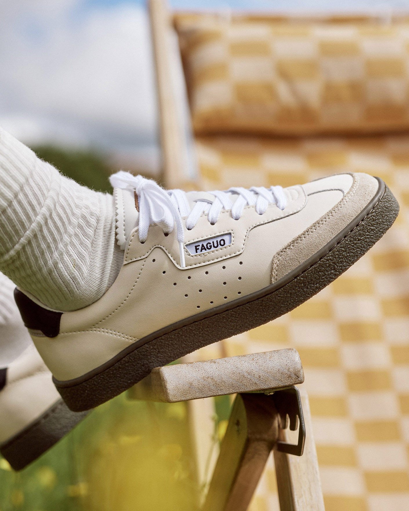 Baskets écrues & noires cuir - LUMBO