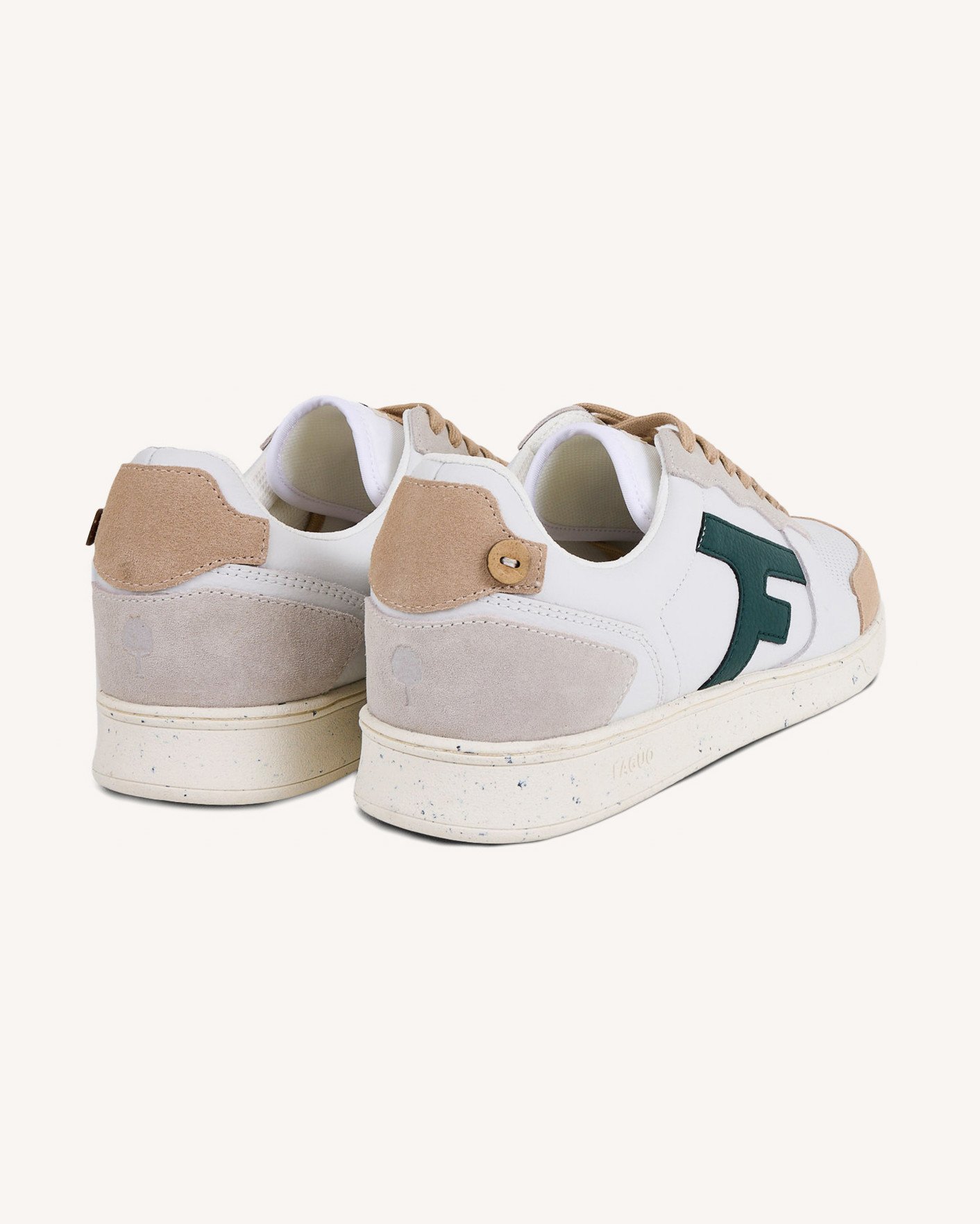 Baskets blanche & vert clair cuir & suède - HAZEL