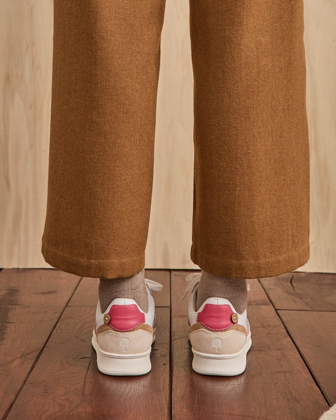 Baskets blanche & rose cuir & suède - HAZEL