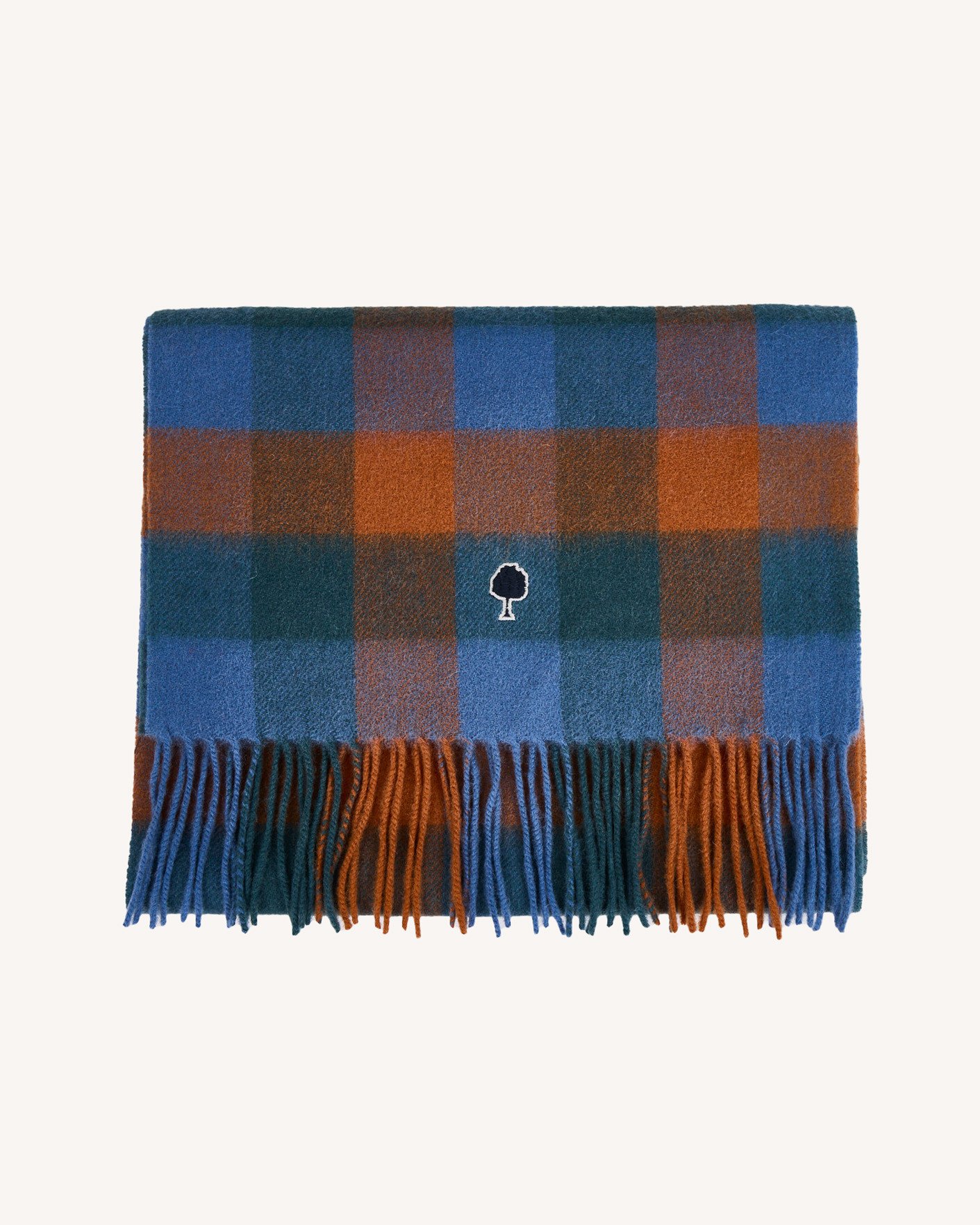 Echarpe 100% laine bleue & camel - SCARF