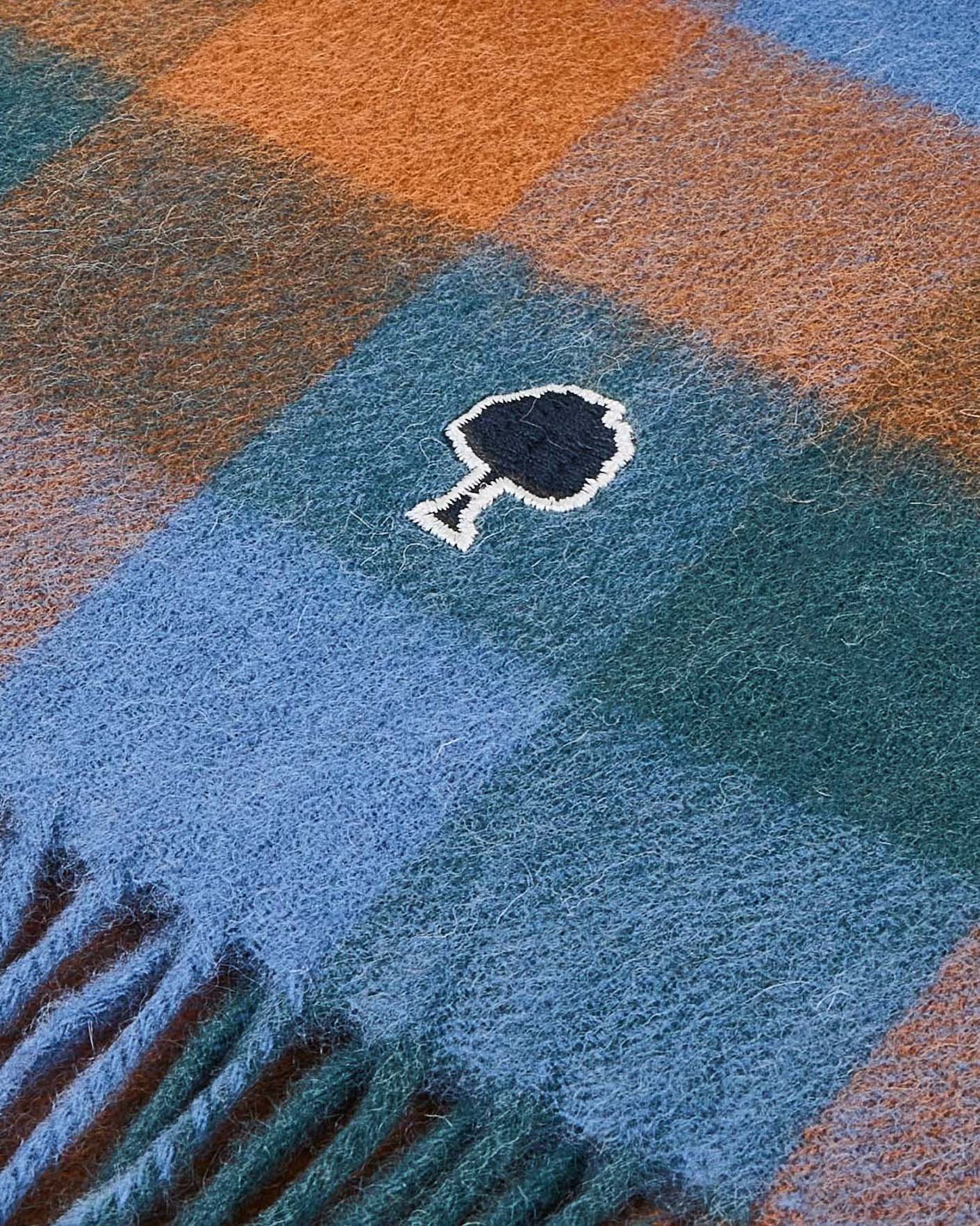 Echarpe 100% laine bleue & camel - SCARF