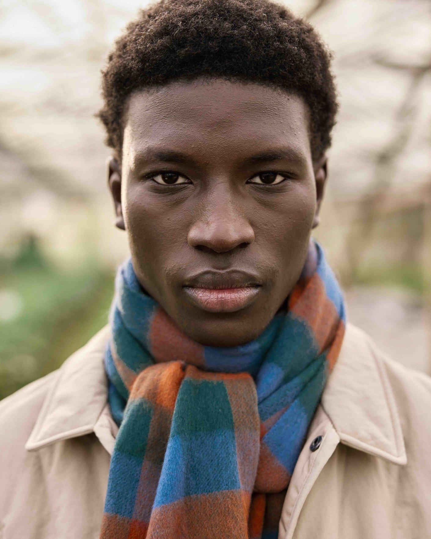 Echarpe 100% laine bleue & camel - SCARF