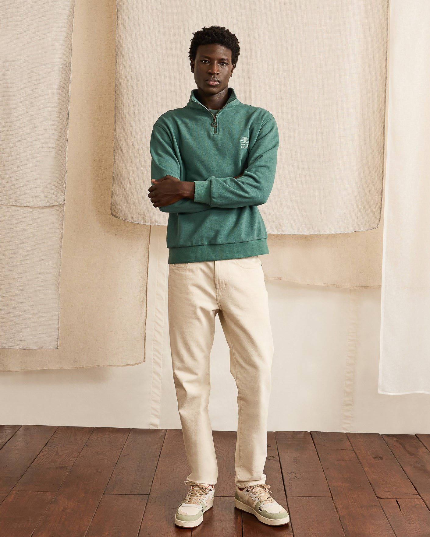 Sweat zippé vert clair coton - AMBOISE