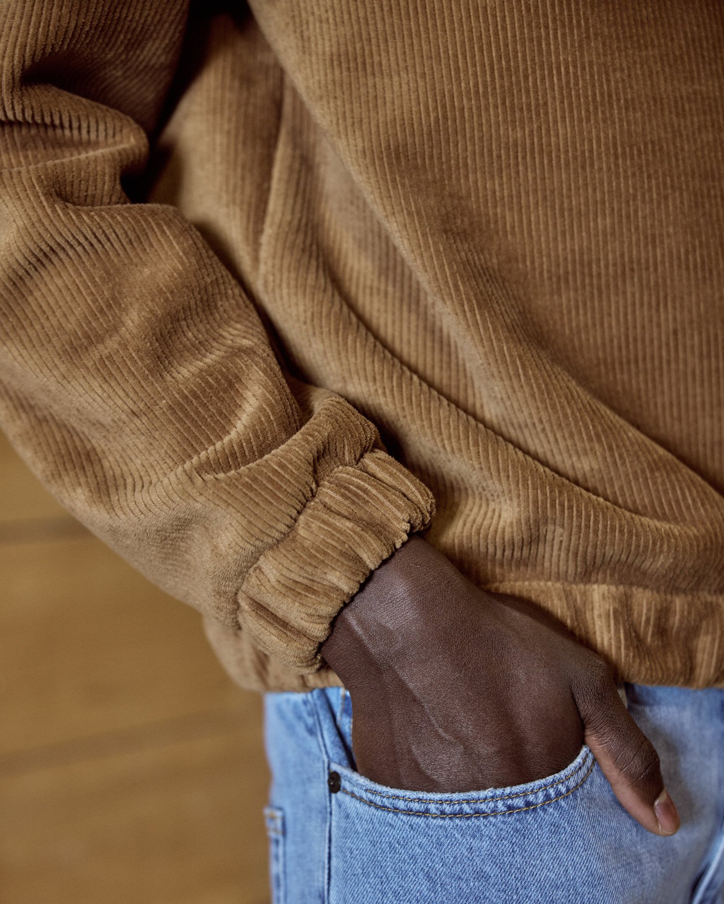 Sweat zippé camel coton et tencel - AMBOISE