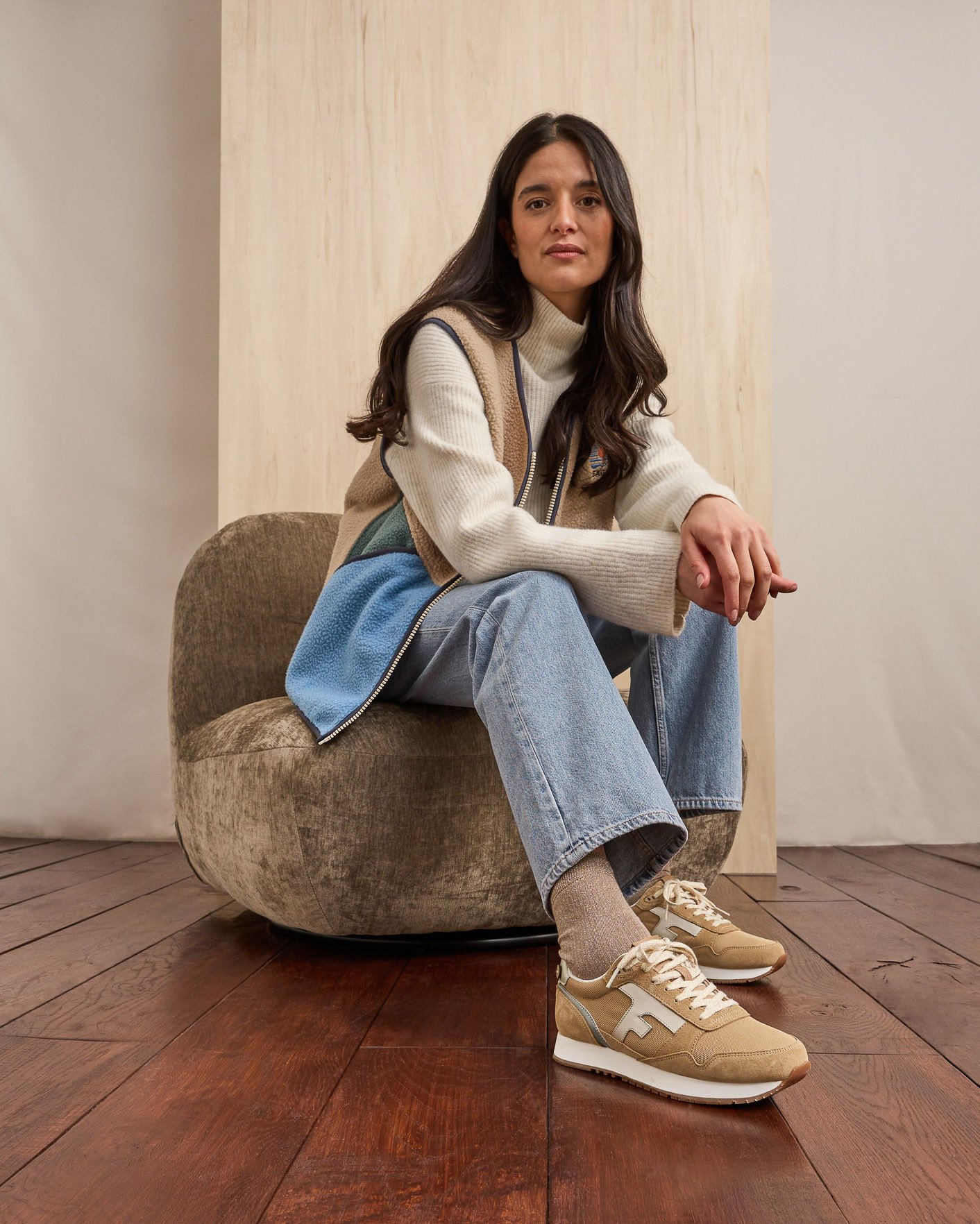 Baskets beige & doré - ELM