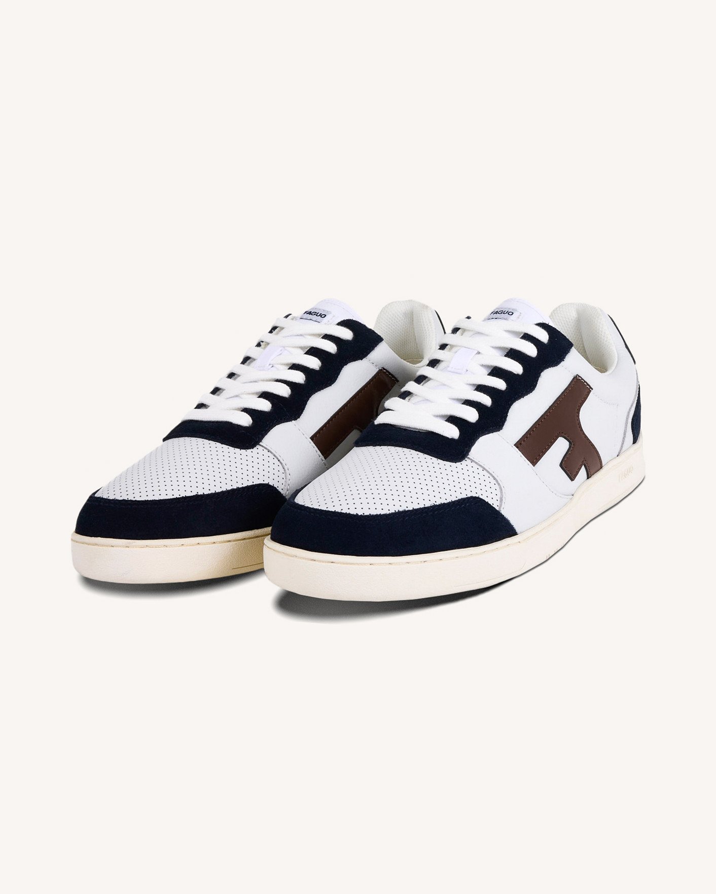 Baskets blanche & bleu marine cuir & suède - HAZEL